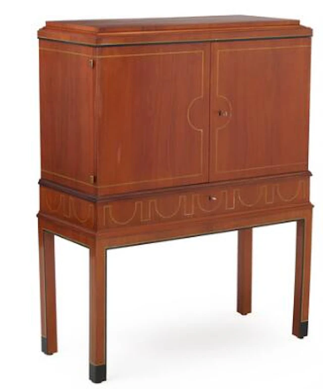 Swedish Grace: Mixed woods cocktail cabinet with black wood and metal