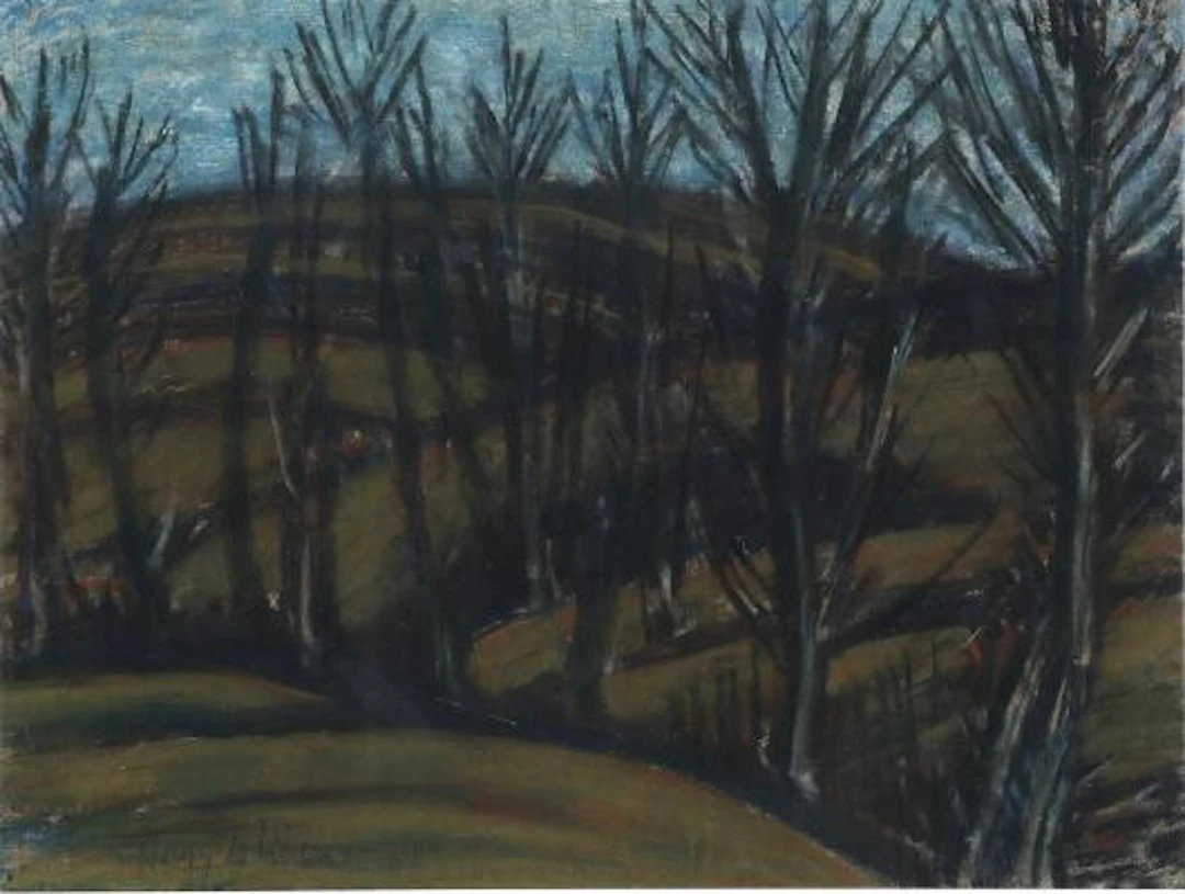 István Nagy: Landscape with trees. Signed Nagy István. Pastel on paper.
