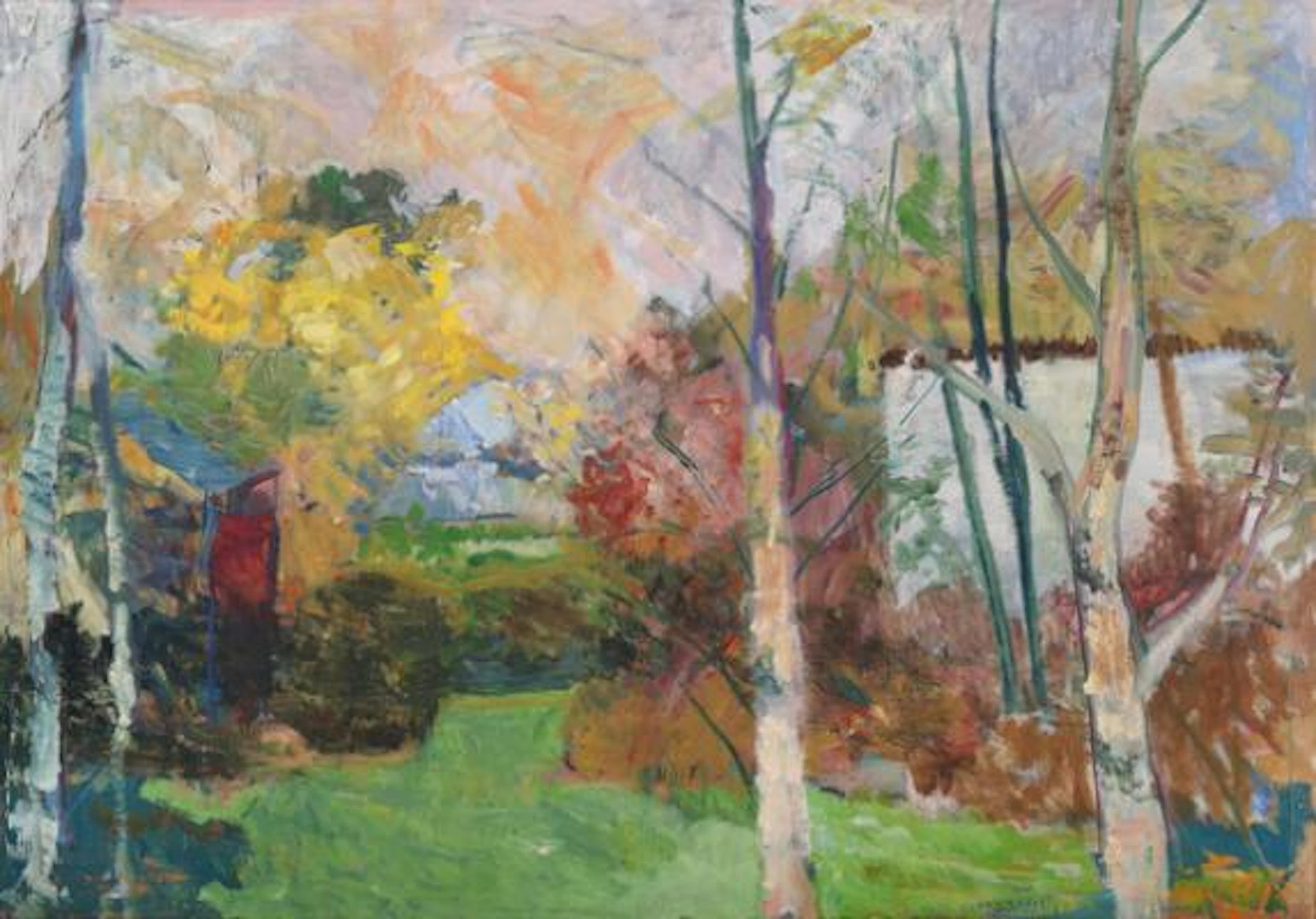 Axel P. Jensen: Garden landscape. Signed Axel. P.J. Oil on canvas.