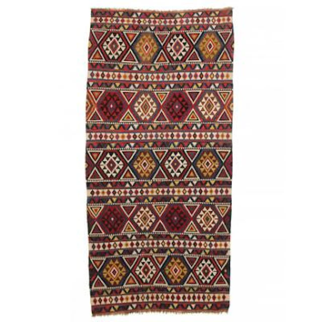 An antique Shahsavan kilim, Caucasus. Horisontal bands with tarantullas
