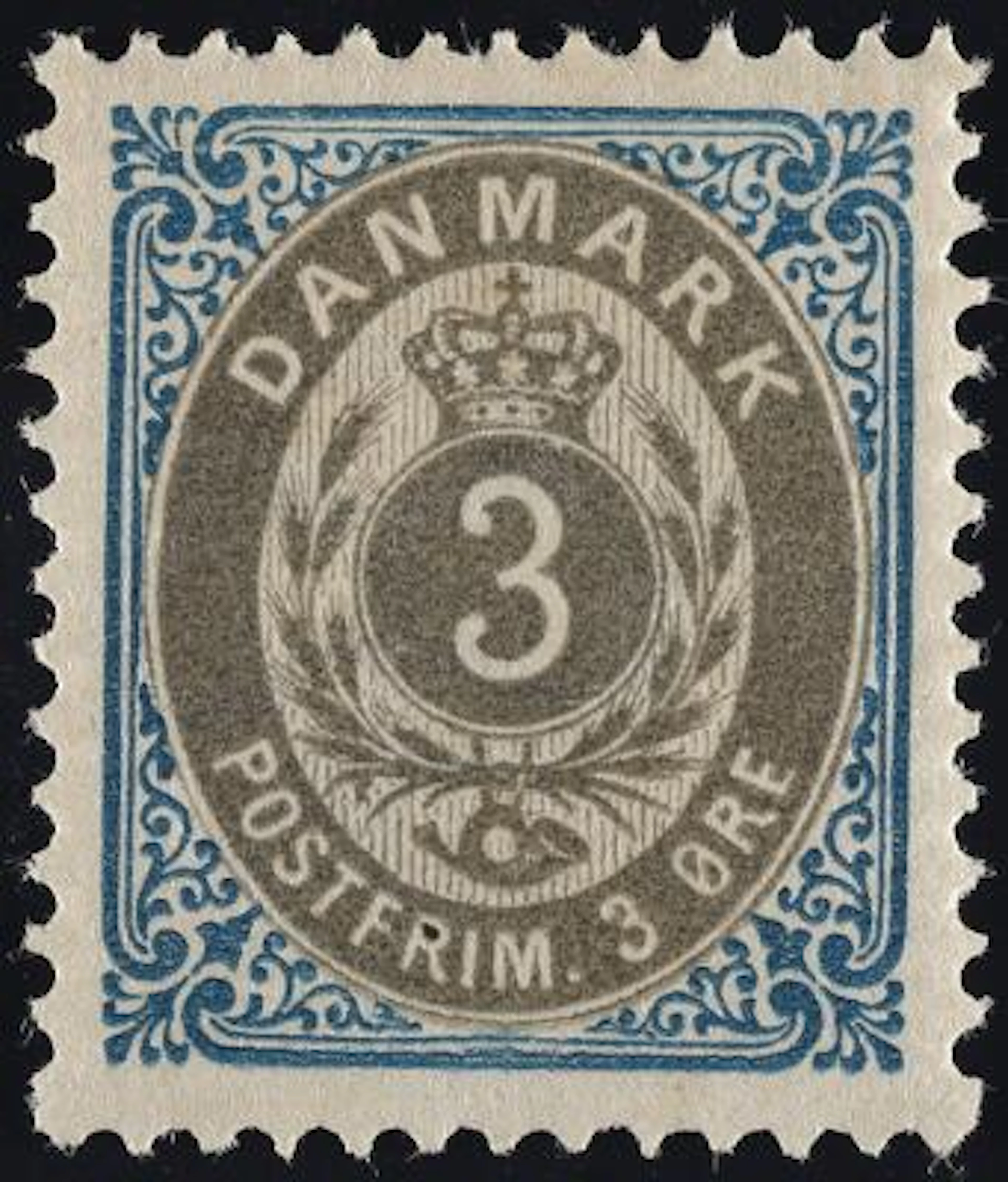1902. 3 Øre, blue/grey. INVERTED FRAME and inverted watermark. Never