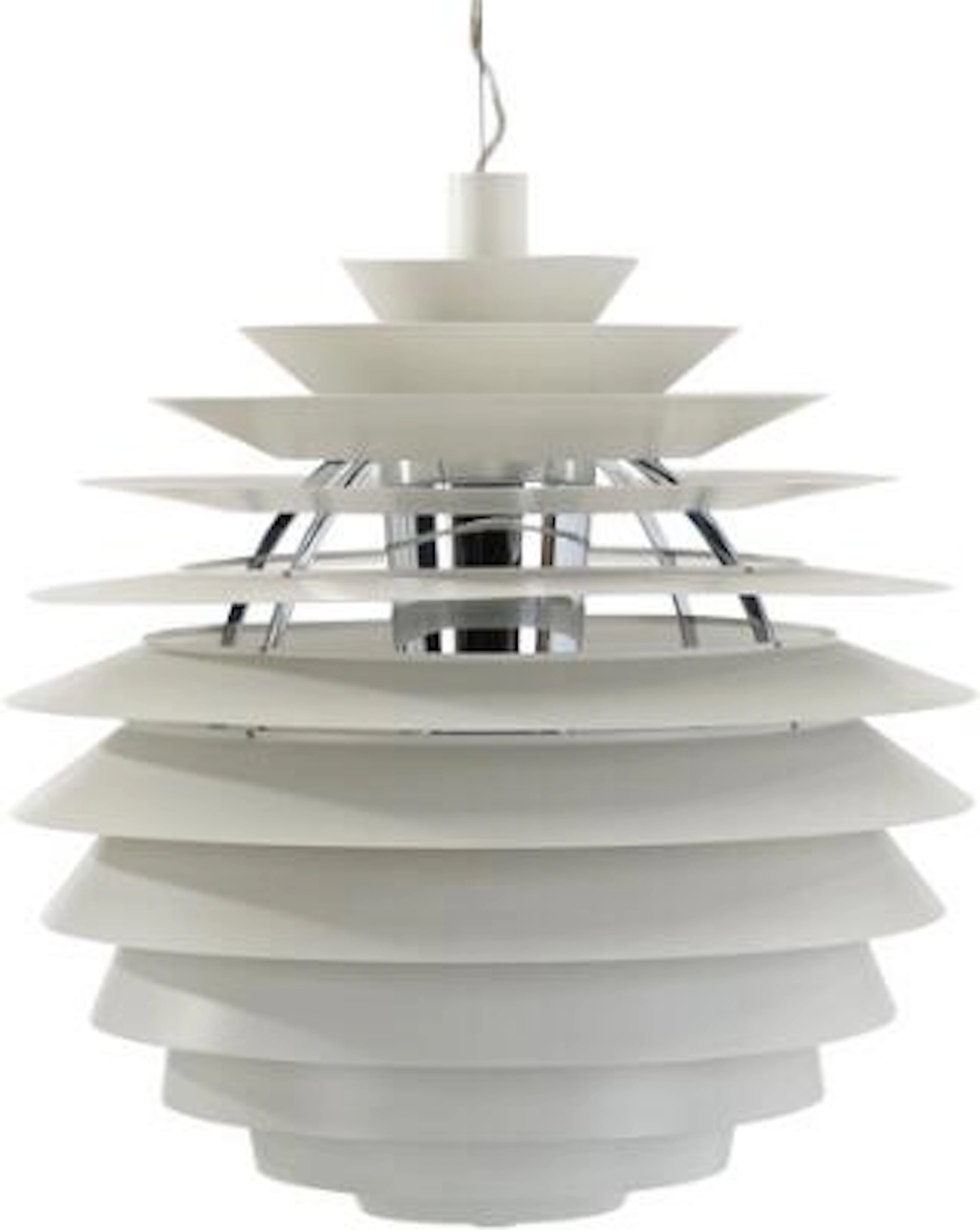 Poul Henningsen: "Louvre". Pendant with white-painted metal lamellaes.