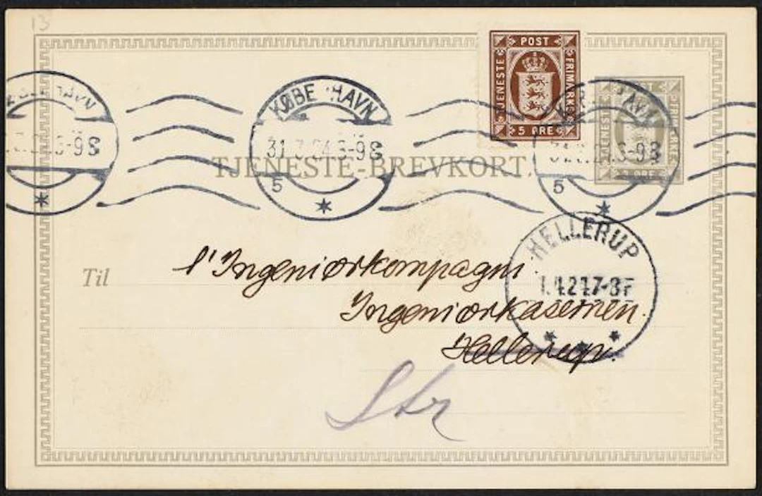 Official stamps. 1923. 5 Øre, brown. Uprating Stationery 3 Øre, grey
