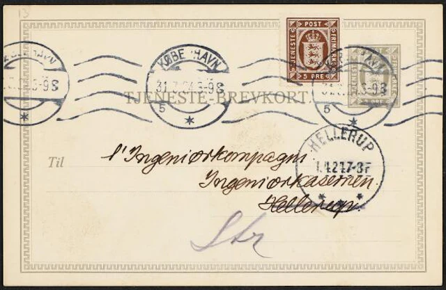 Official stamps. 1923. 5 Øre, brown. Uprating Stationery 3 Øre, grey