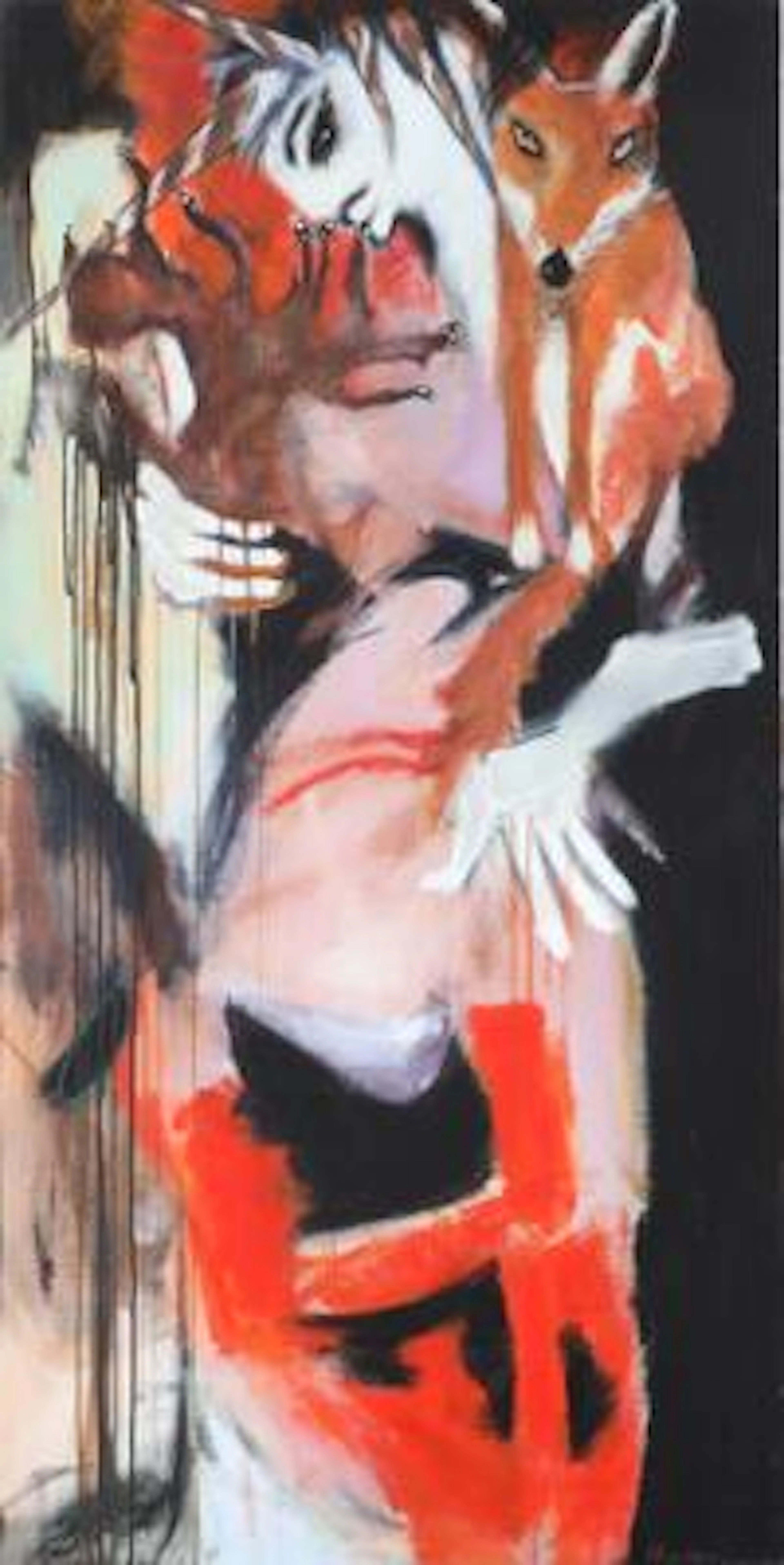 Inge Hørup: "Vulcano woman woth fox", 2015-17. Signed Inge Hørup.