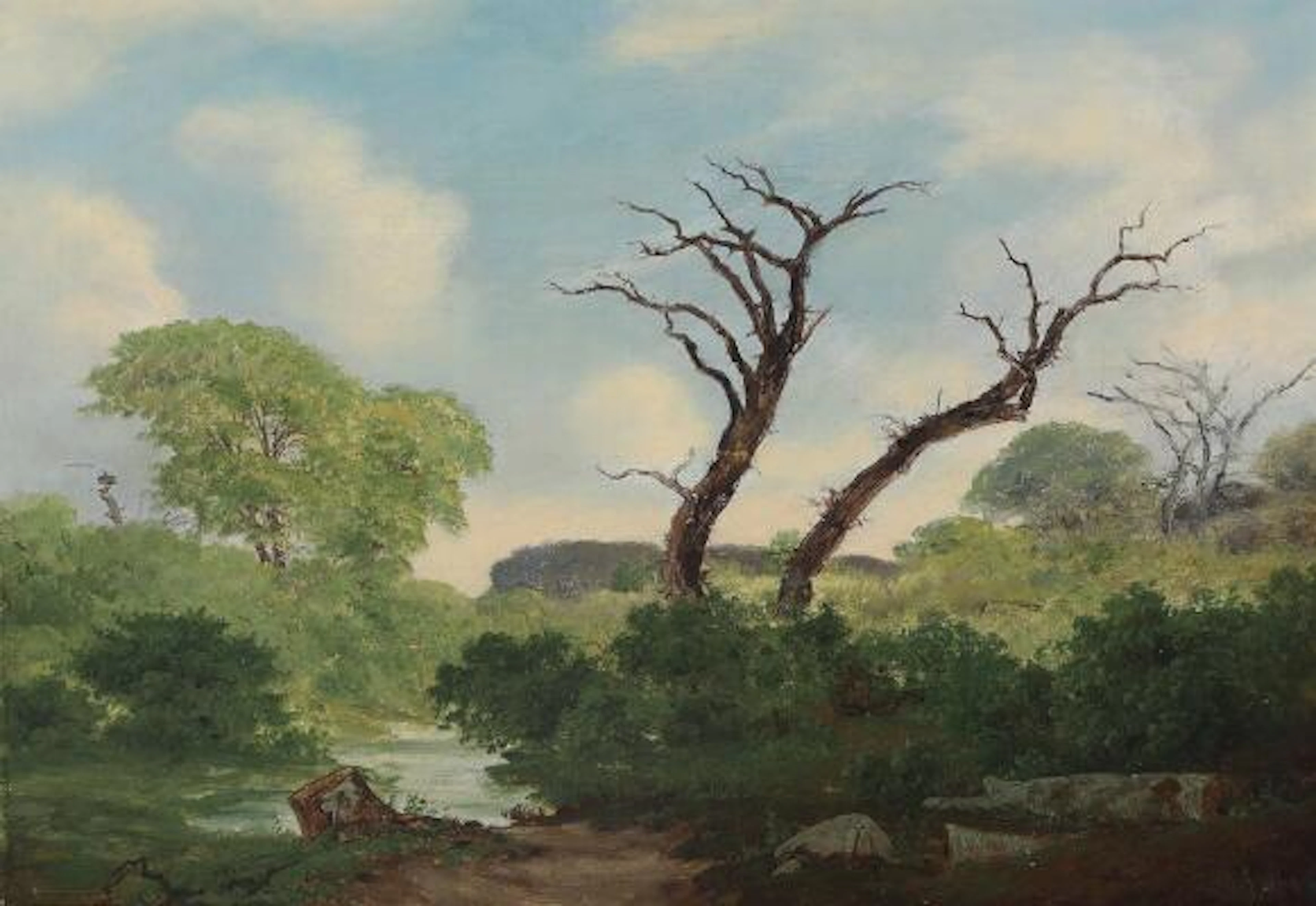 Georg Emil Libert: Forest landscape with stream. Signed. Oil on canvas.