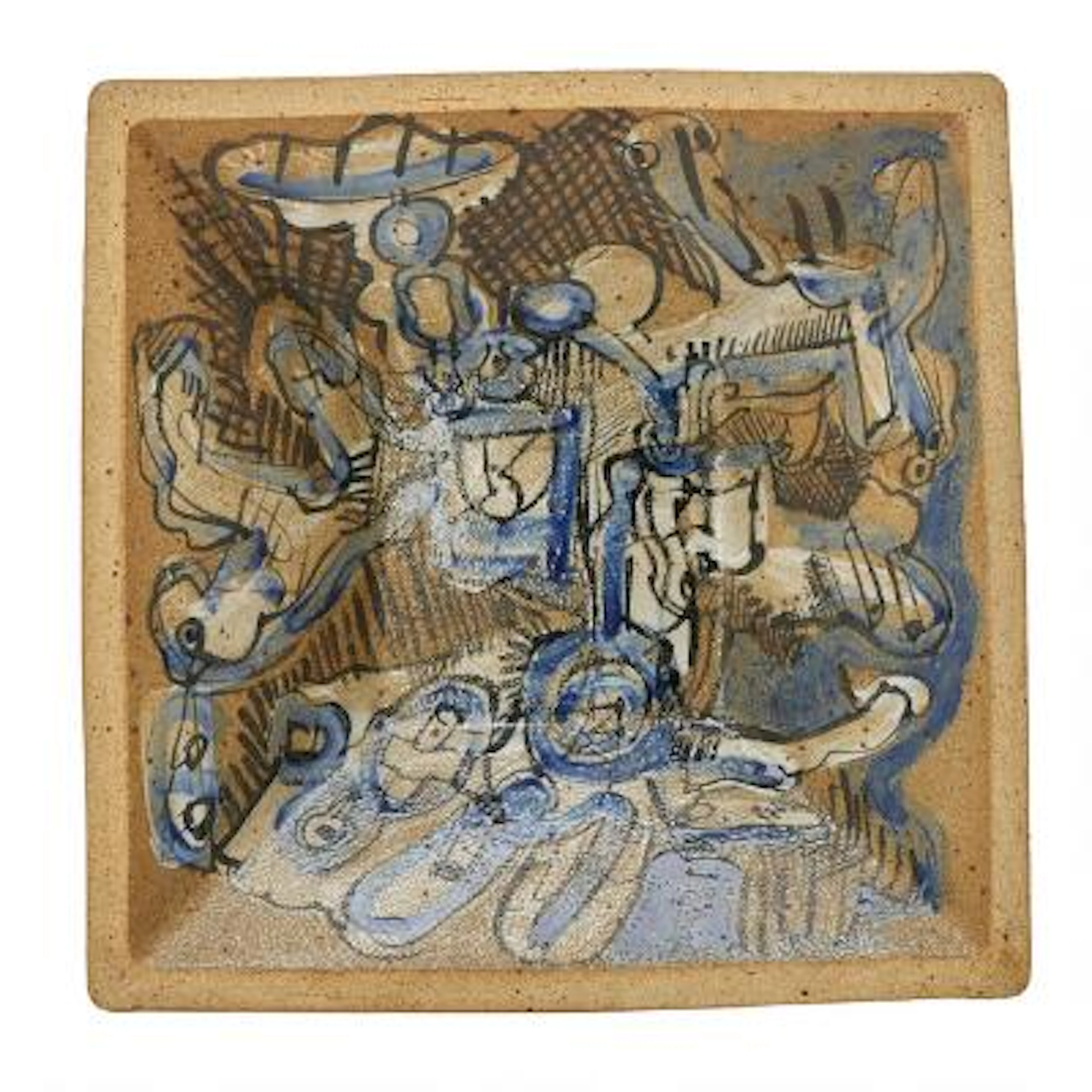 Sten Lykke Madsen: Four-sided wall dish of stoneware, decorated with