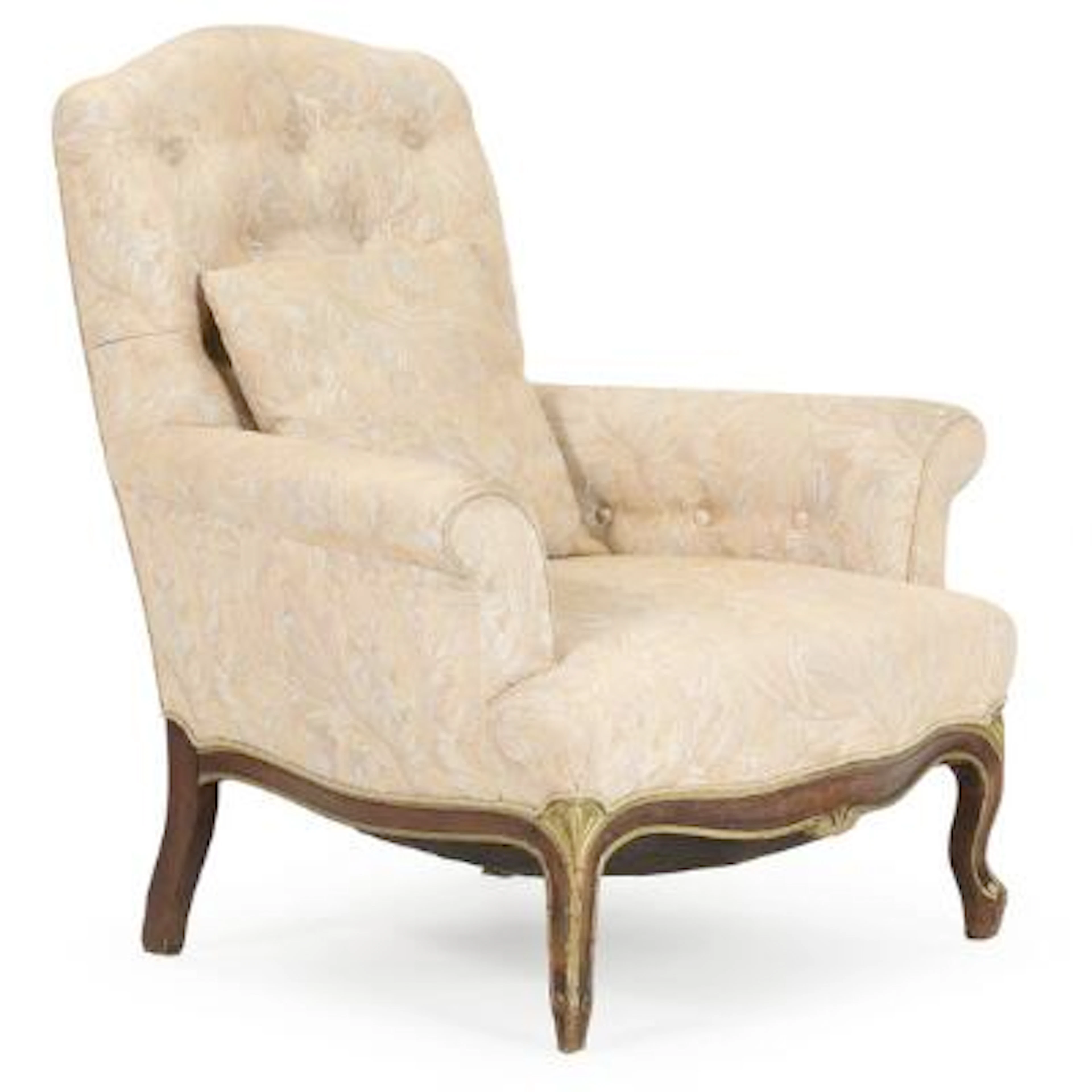 A partly gilt beech French bergere, upholstered with light furniture