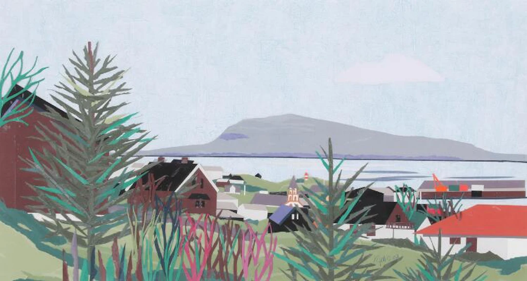 Vigdis Sigmundsdottir: View over Thorshavn, 2002. Signed and dated