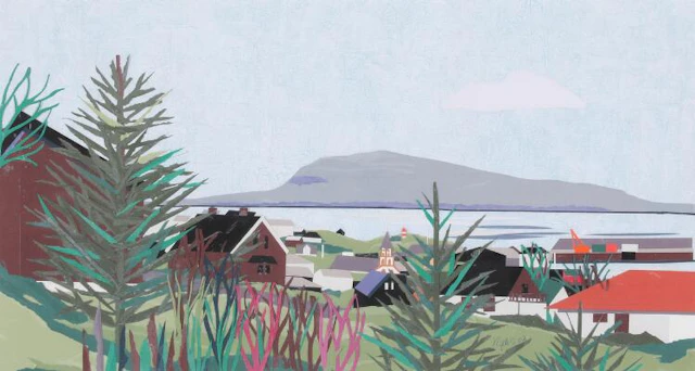Vigdis Sigmundsdottir: View over Thorshavn, 2002. Signed and dated