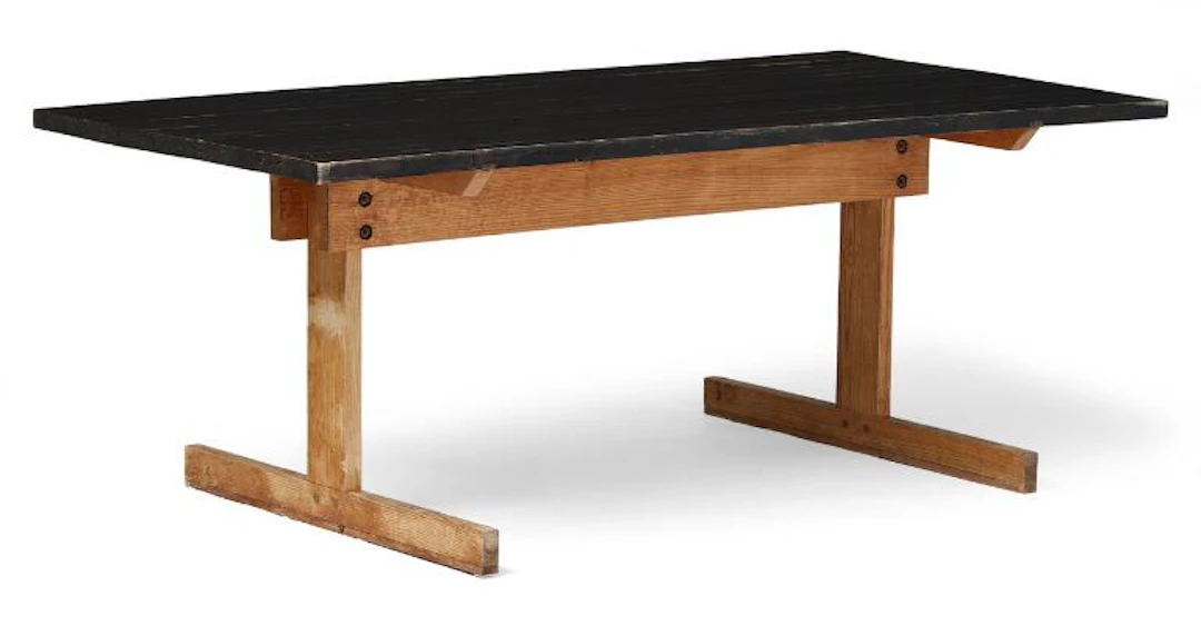 Ole Meyer: Dining table in ash. Black lacquered top. H. 68. L. 180.