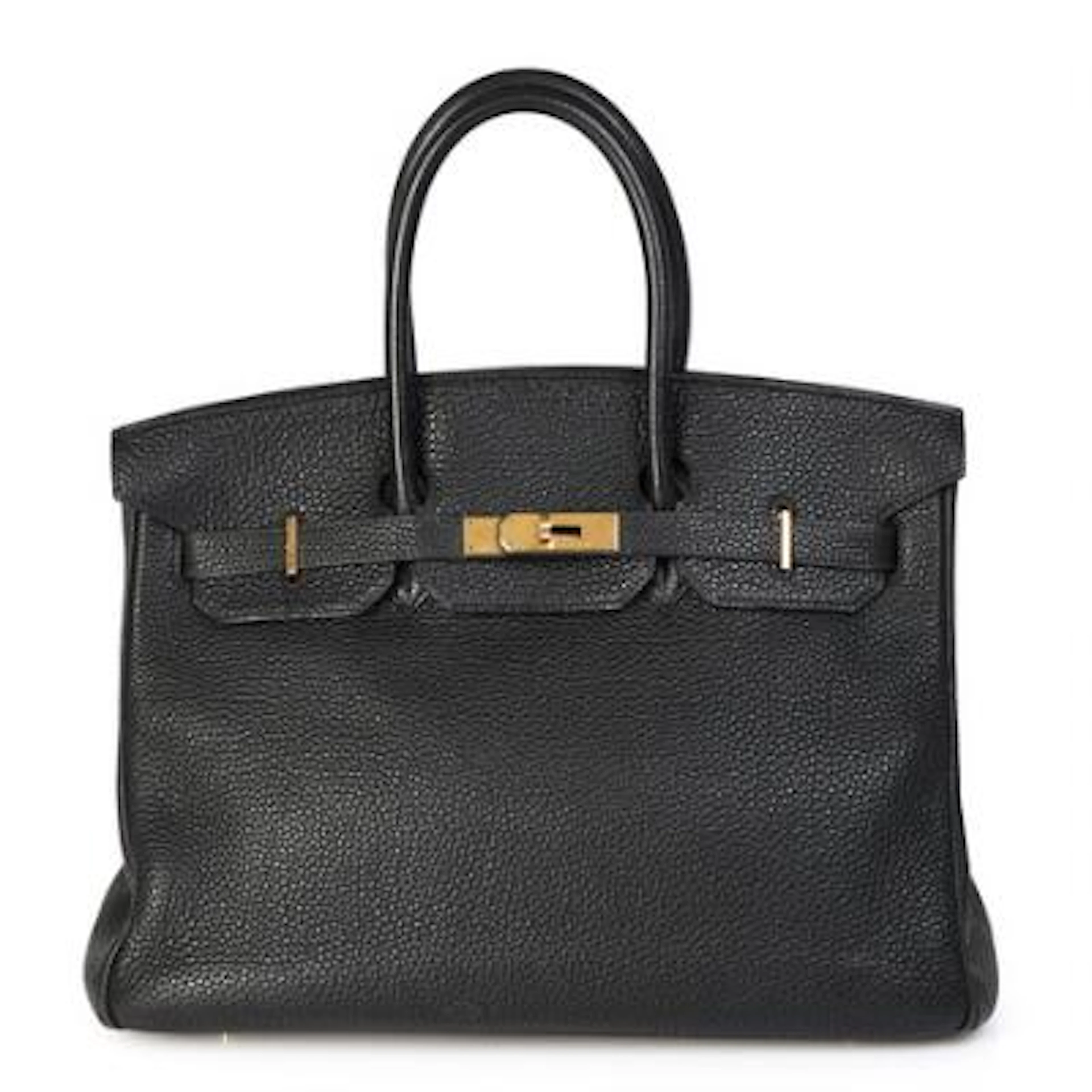 Hermès: A "Birkin 35" bag of black leather with gold tone hardware