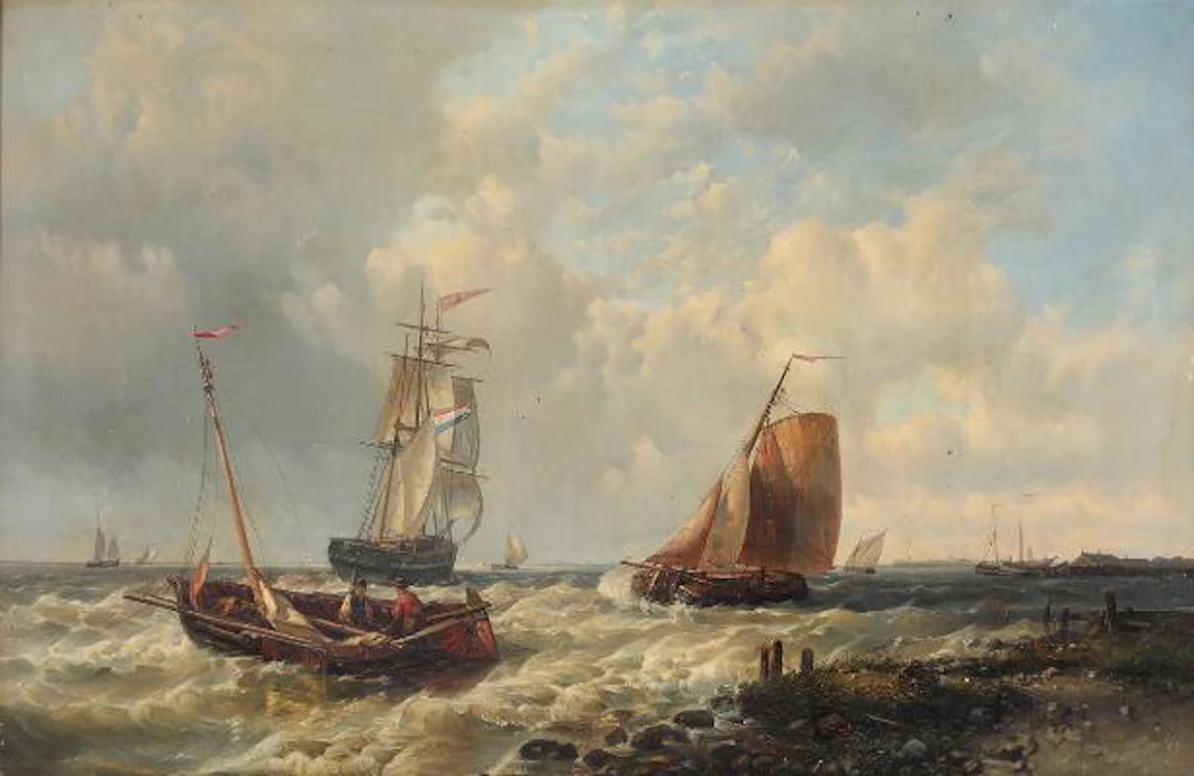 Unknown painter, 19th century: Marine scene from Holland. Unsigned.
