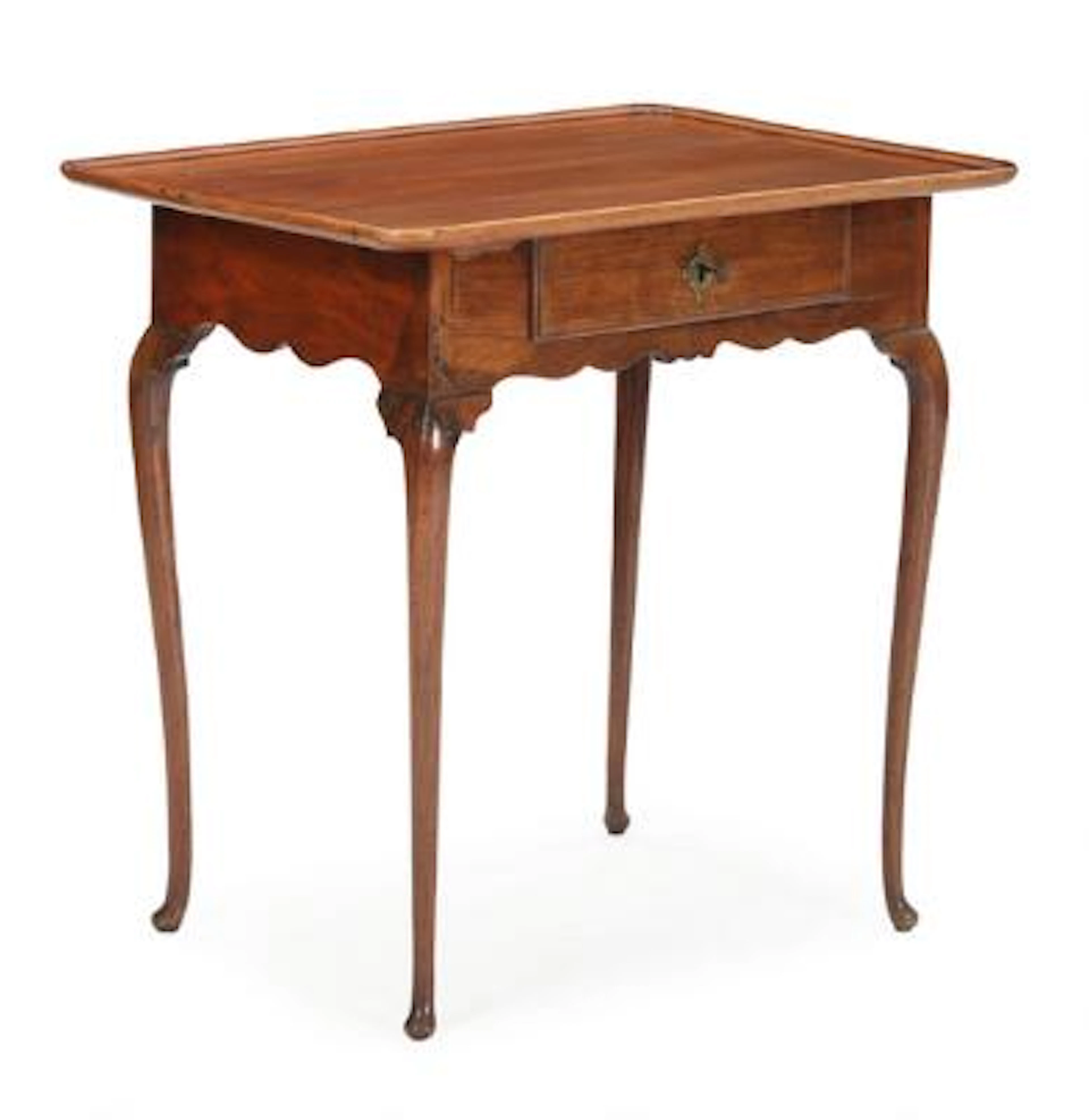 An 18th century Rococo walnut console table, front with drawer and