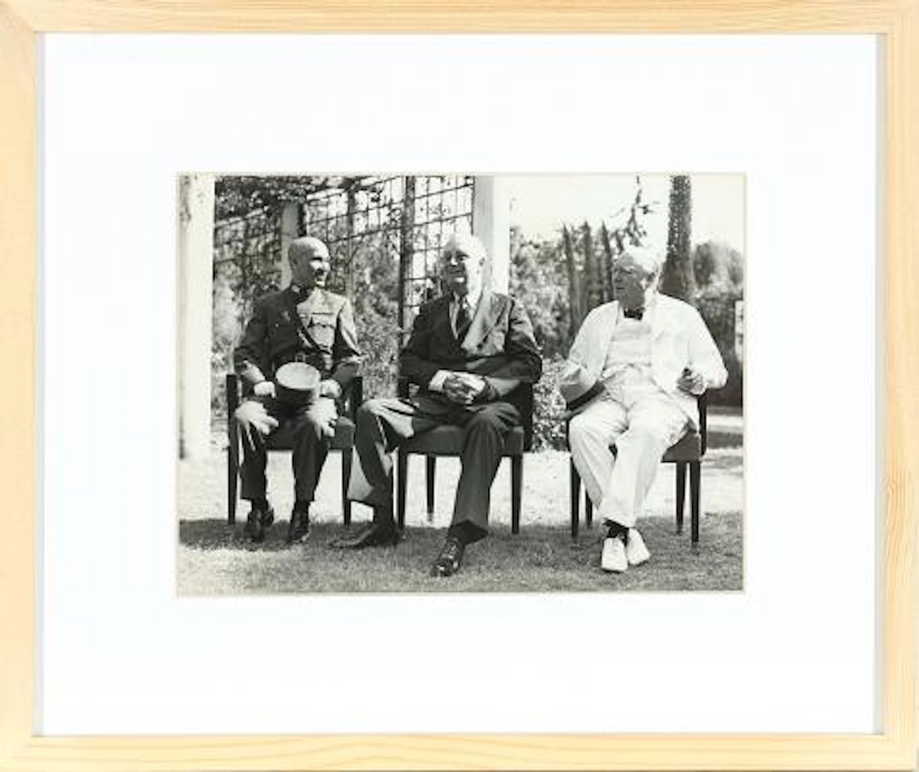 Chiang Kai-Shek, Franklin D. Roosevelt and Winston Churchill. Black