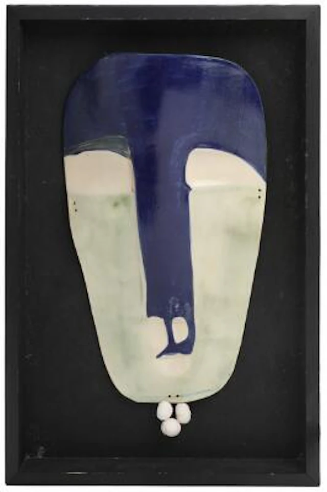 Unknown artist, 20-21 century: Stoneware relief in the form of a mask.