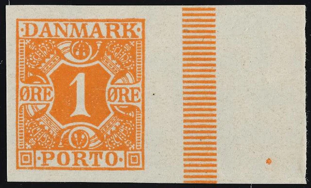 Postage Due. 1922. 1 Øre, orange. Pos. 50. IMPERFORATED. Very fine