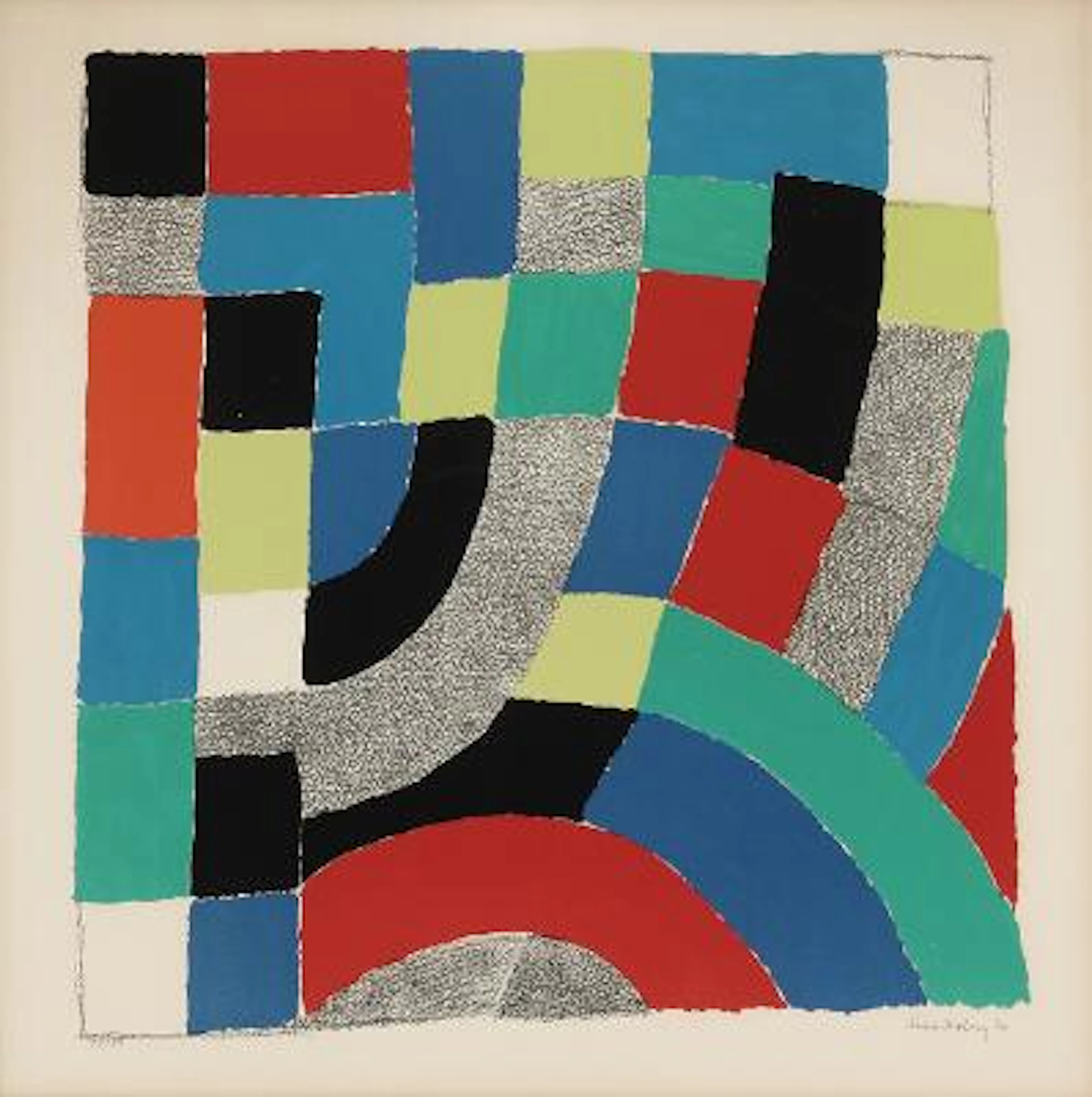 Sonia Delaunay: Untitled. Signed Sonia Delaunay 74. Lithograph in