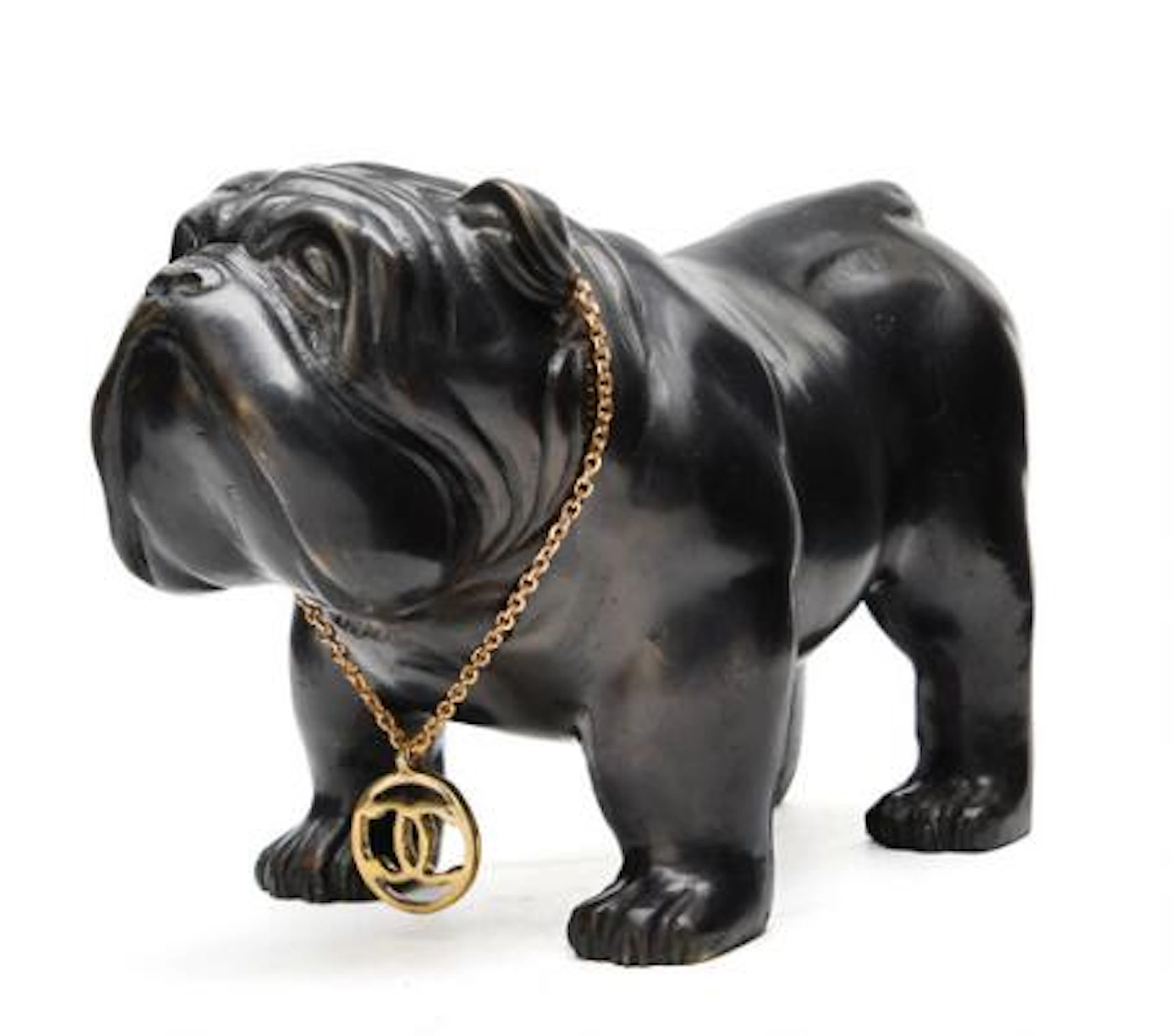 Andreas Wargenbrant: "Superstar Bulldog". Stamped monogram. Patinated