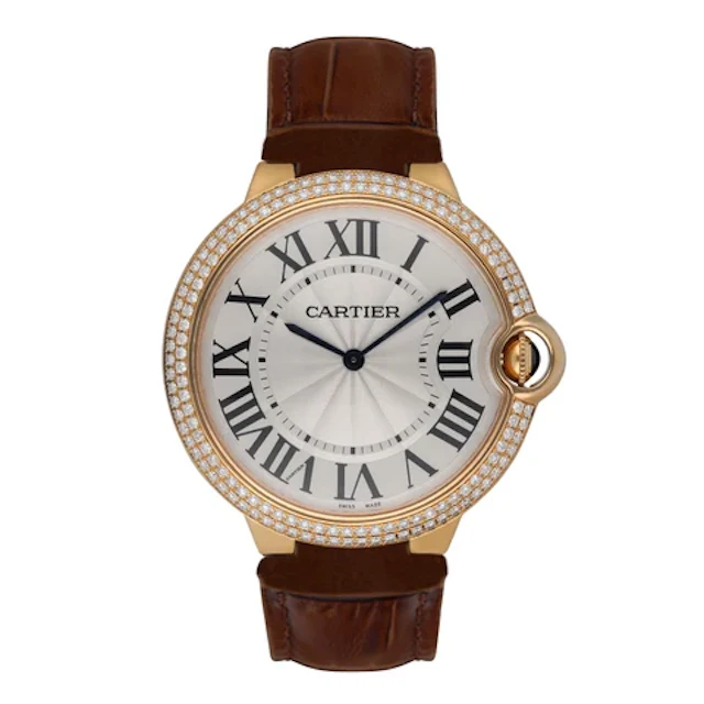 Cartier Ballon Bleu WE902055 Diamond 18K Rose Gold Mens Watch