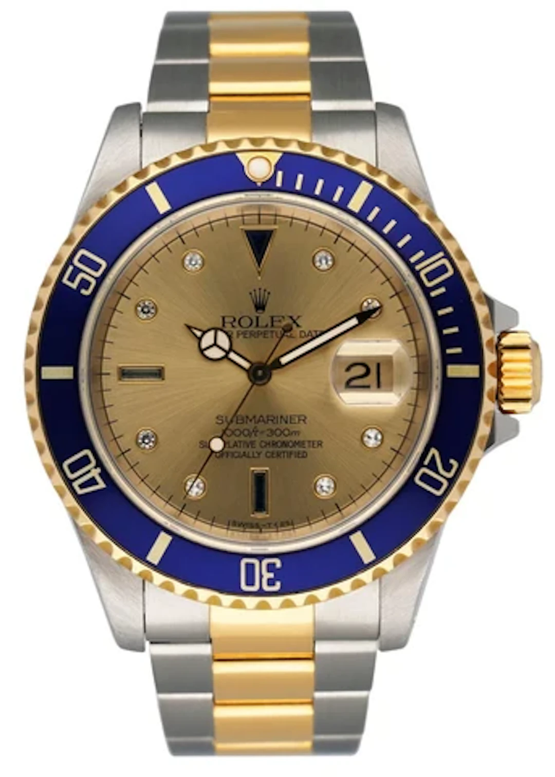 Rolex Submariner Date 16613 Serti Dial Mens Watch Box Papers
