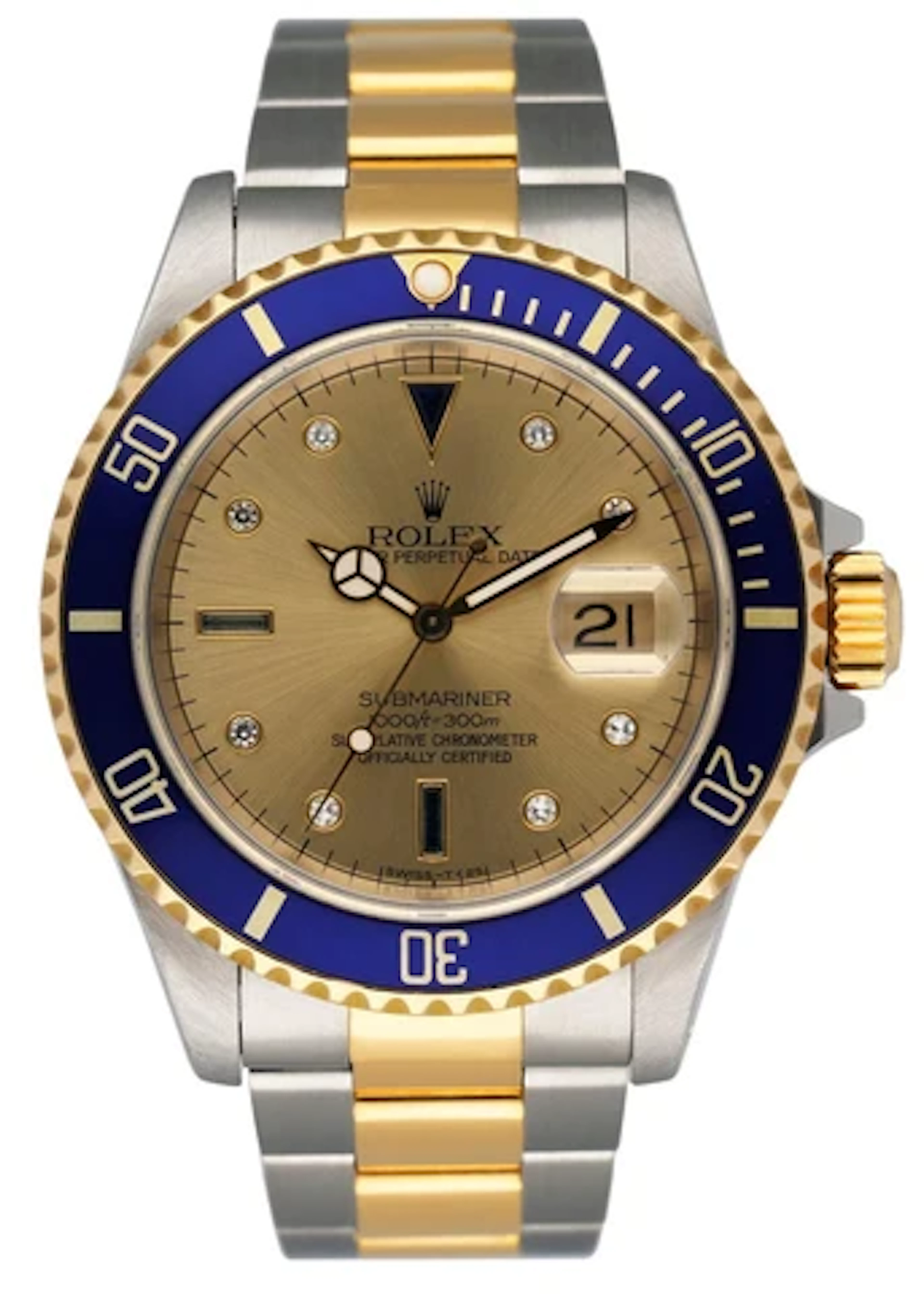 Rolex Submariner Date 16613 Serti Dial Mens Watch Box Papers
