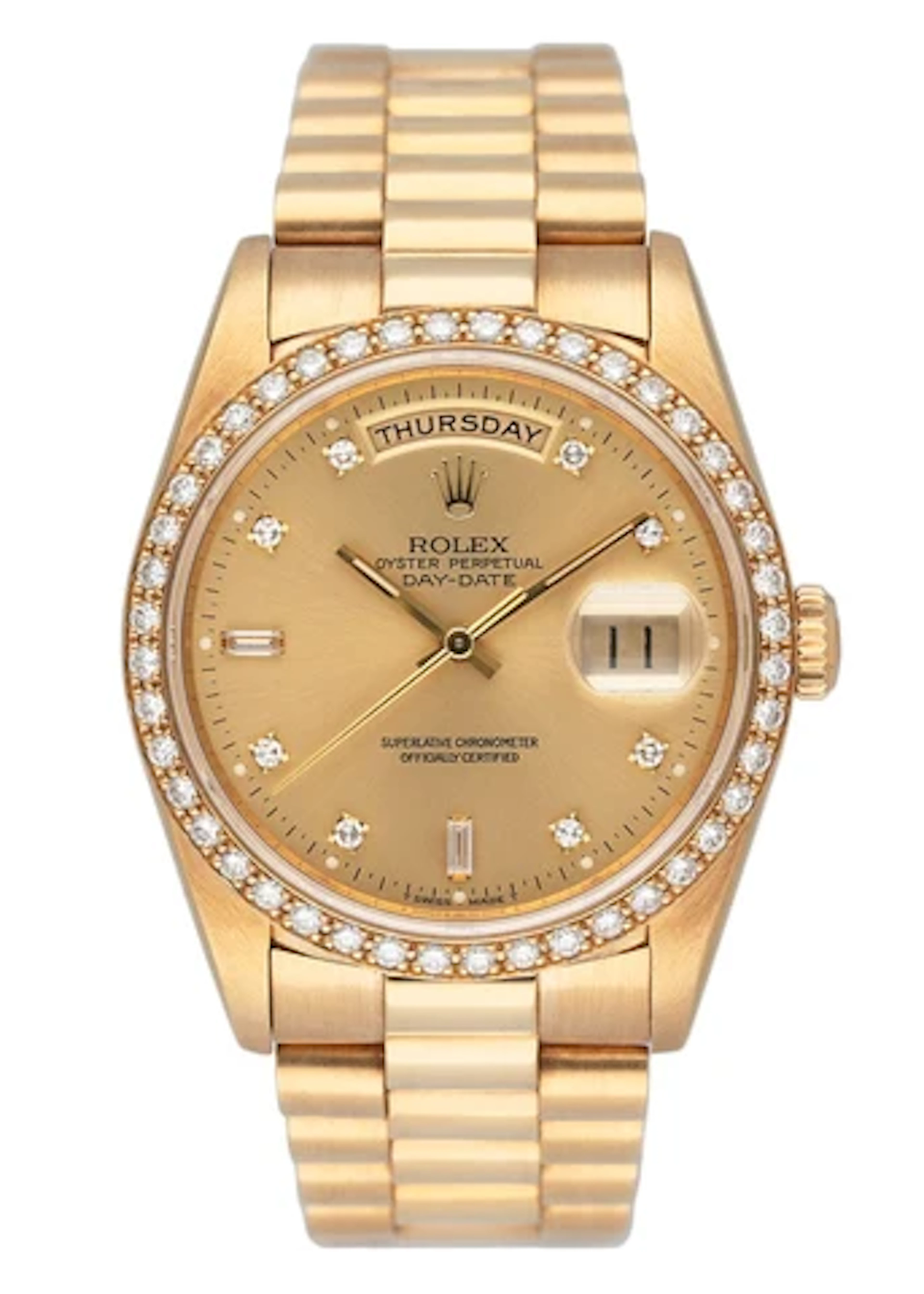 Rolex Day Date 18348 Diamond Bezel & Dial Mens Watch