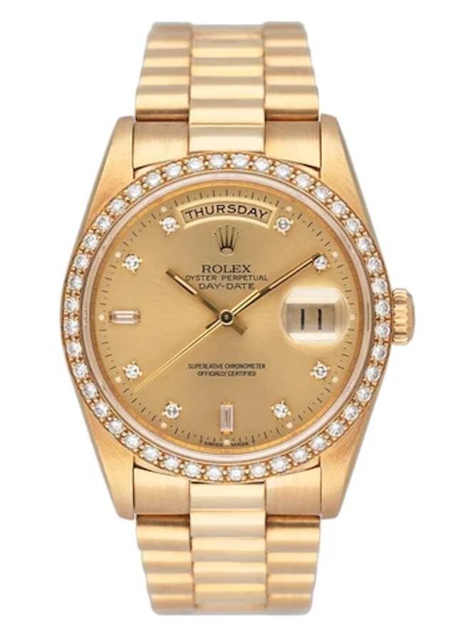 Rolex Day Date 18348 Diamond Bezel & Dial Mens Watch