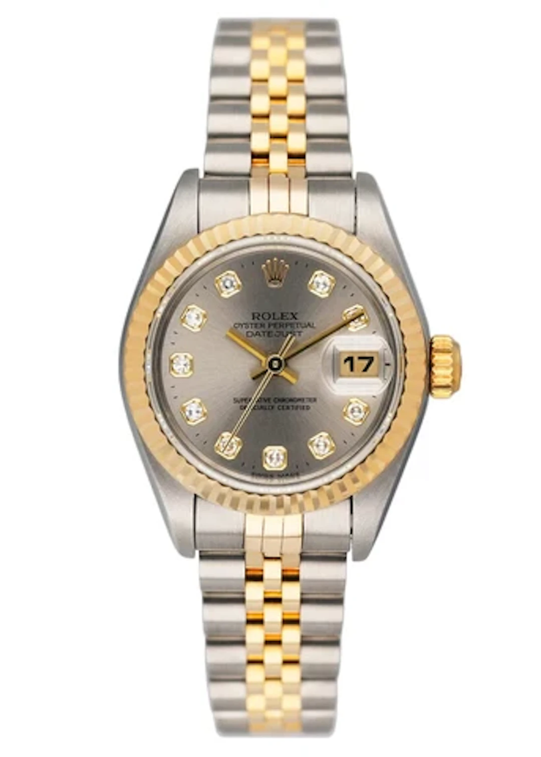 Rolex Datejust 69173 Diamond Silver Dial Ladies Watch Box Papers