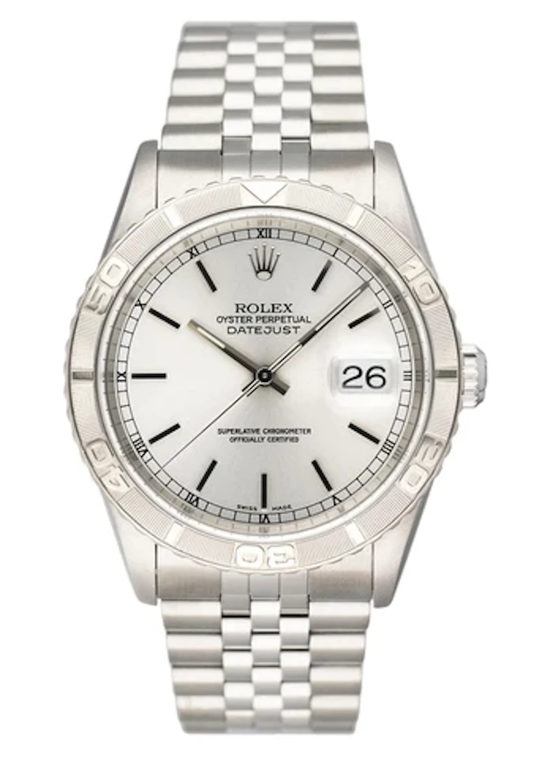 Rolex Oyster Datejust Turn-O-Graph 16264 Silver Dial Mens Watch