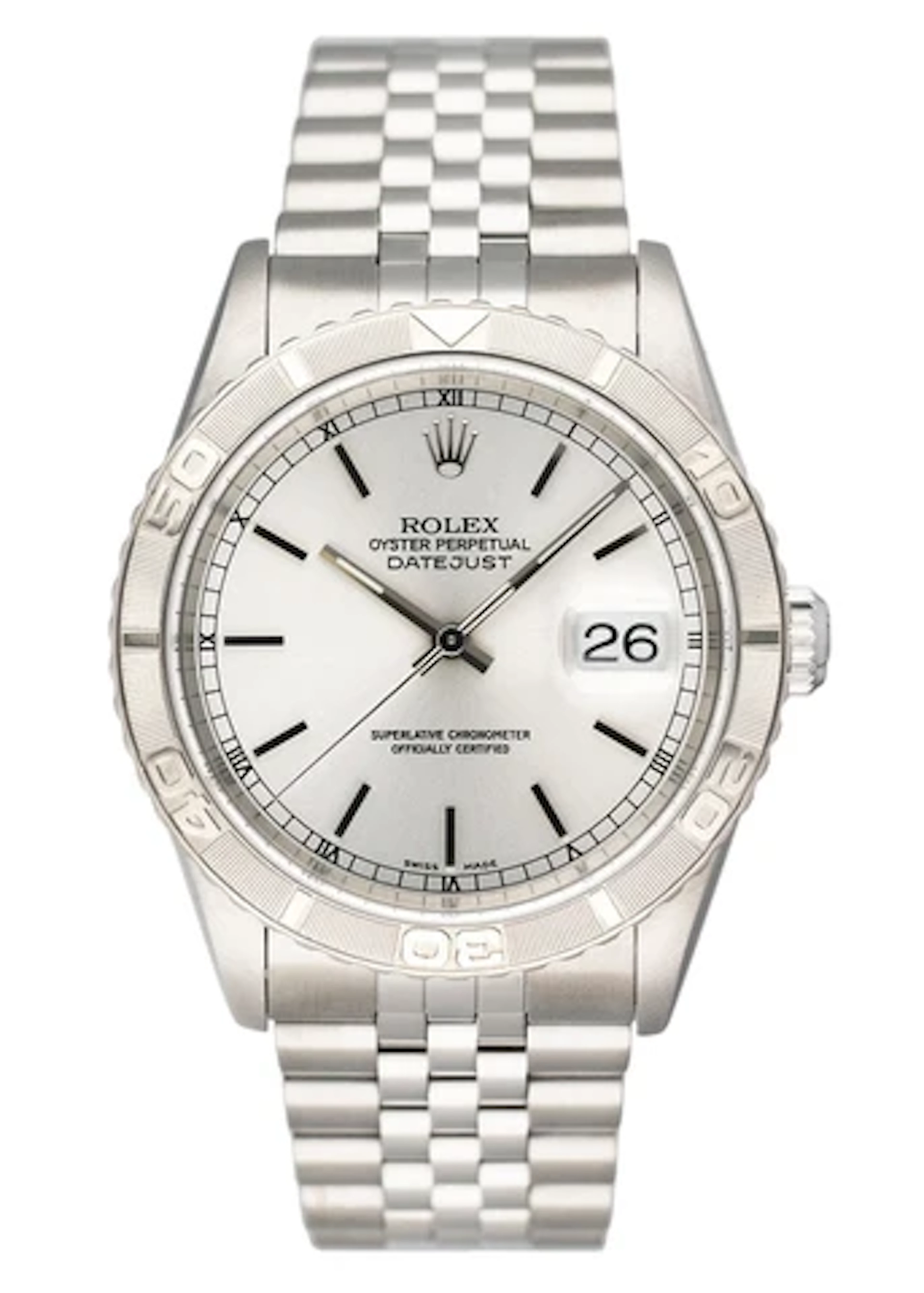 Rolex Oyster Datejust Turn-O-Graph 16264 Silver Dial Mens Watch