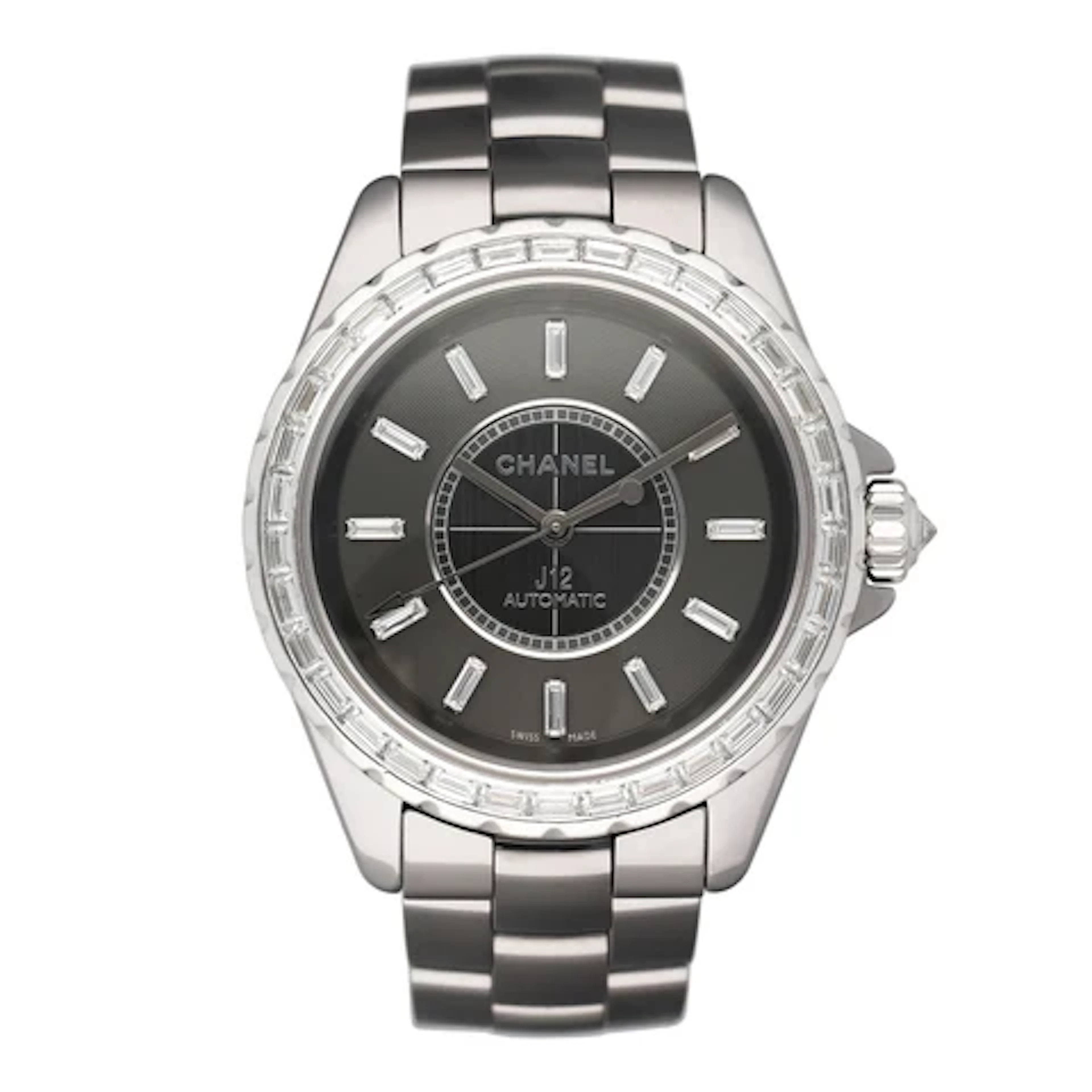 Chanel J12 H2913 Diamond Bezel Ceramic Mens Watch Box Papers