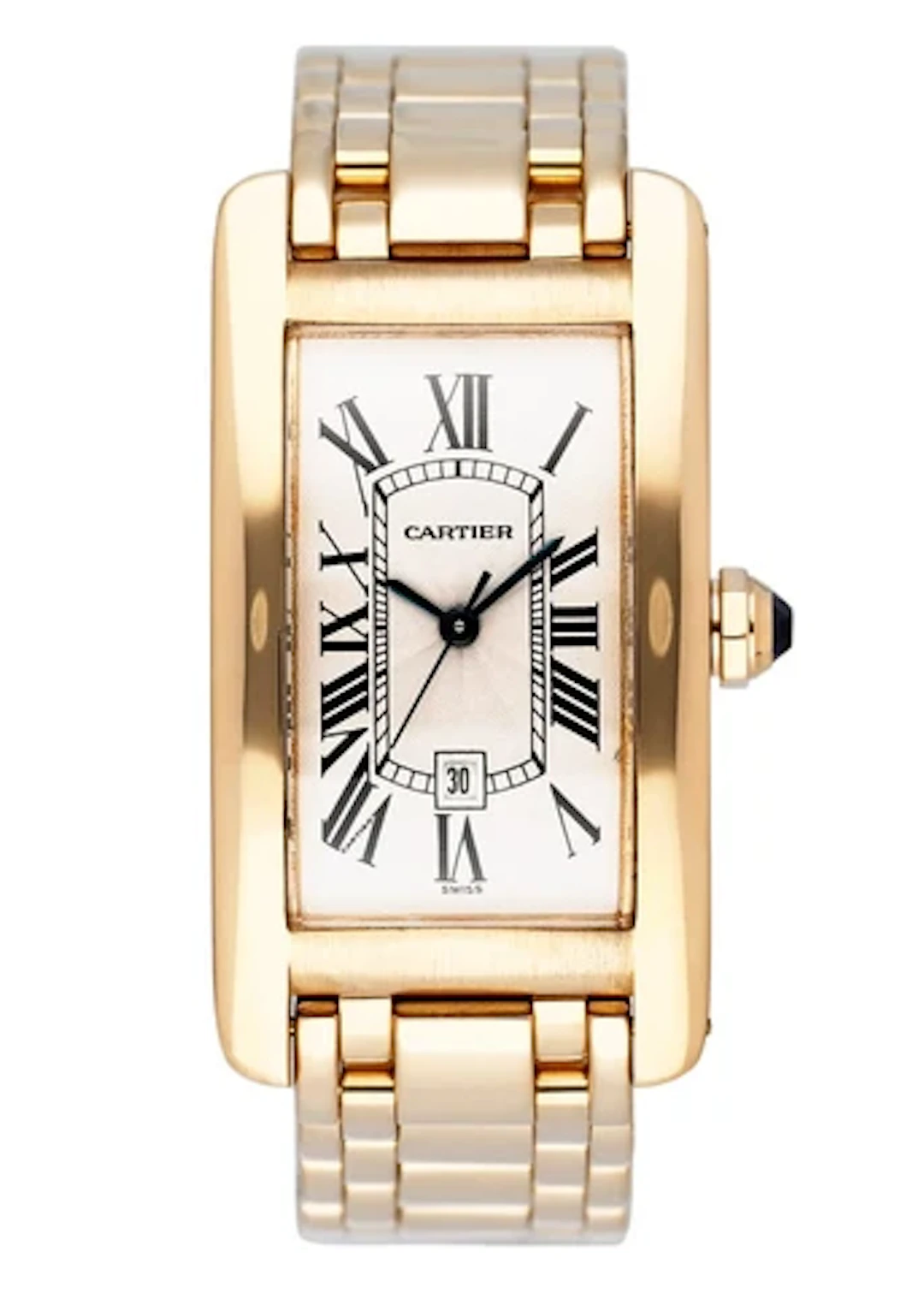 Cartier Tank Americaine W26035K2 18K Yellow Gold Ladies Watch Box Papers