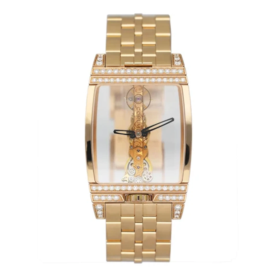Corum Golden Bridge 113.553.85 Skeleton Dial Diamond Yellow Gold Mens