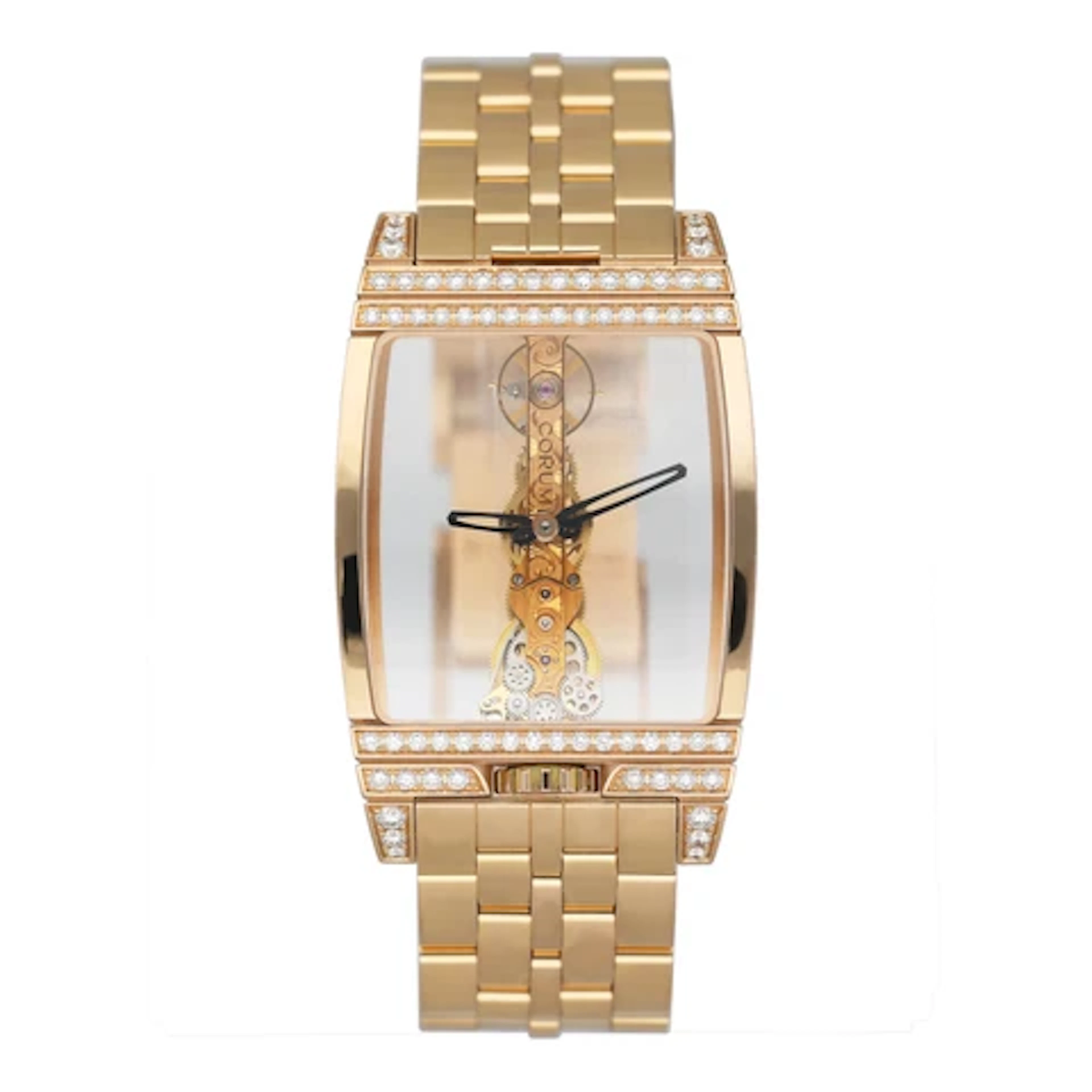 Corum Golden Bridge 113.553.85 Skeleton Dial Diamond Yellow Gold Mens