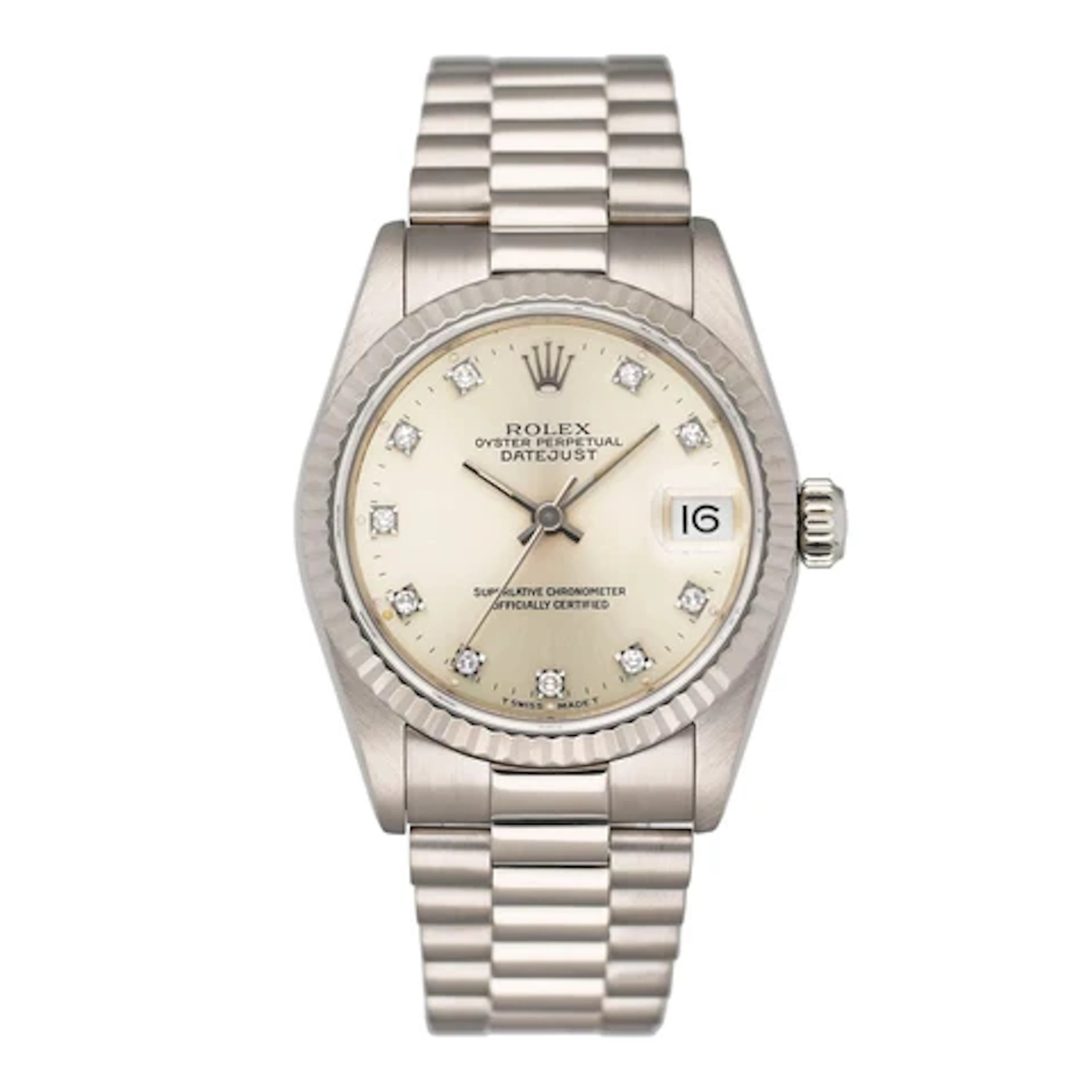 Rolex Datejust 68289 Midsize Diamond Silver Dial Ladies Watch