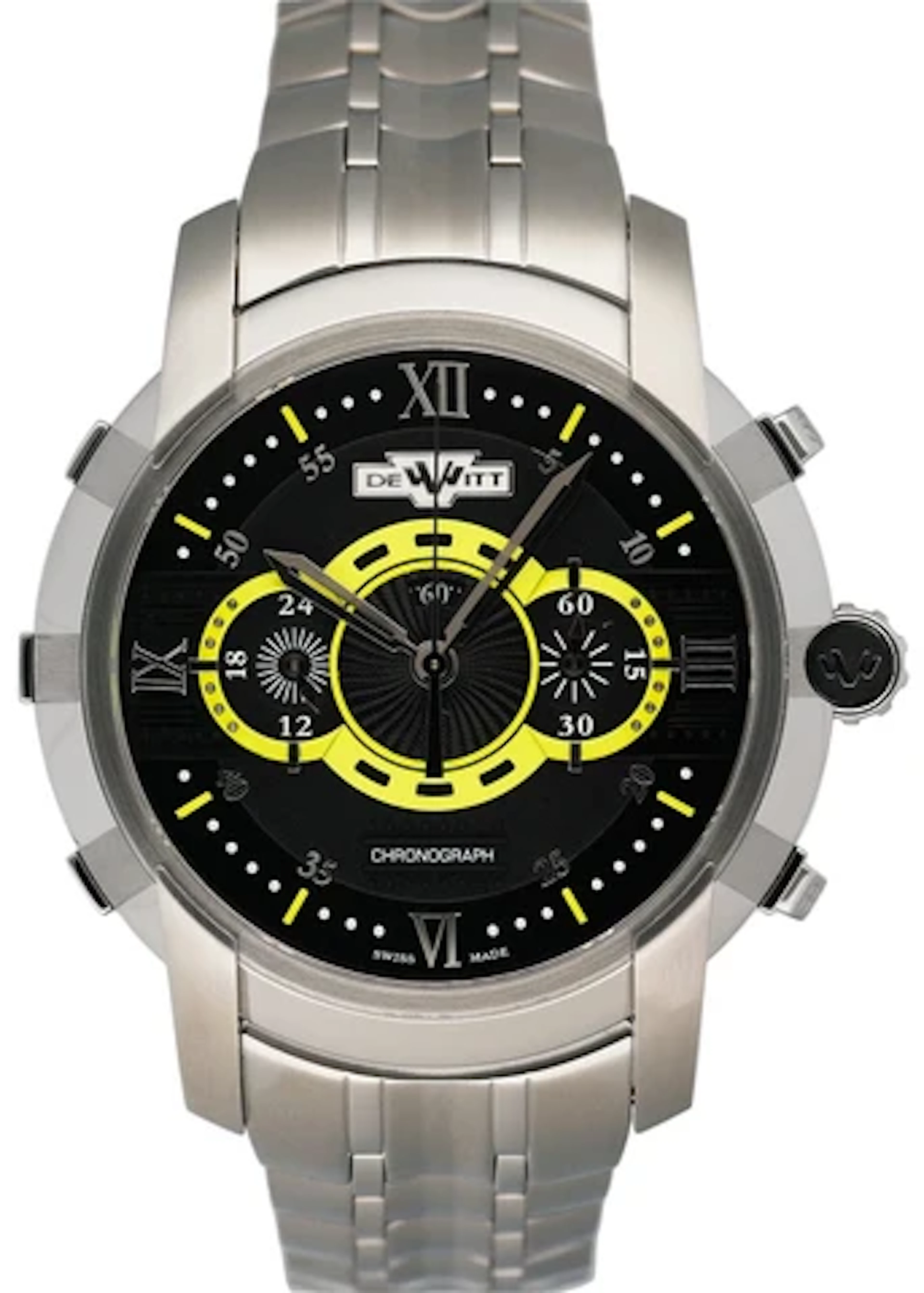 Dewitt Academia FTV.CHR.006.S2 Black & Yellow Dial Mens Watch Box Papers