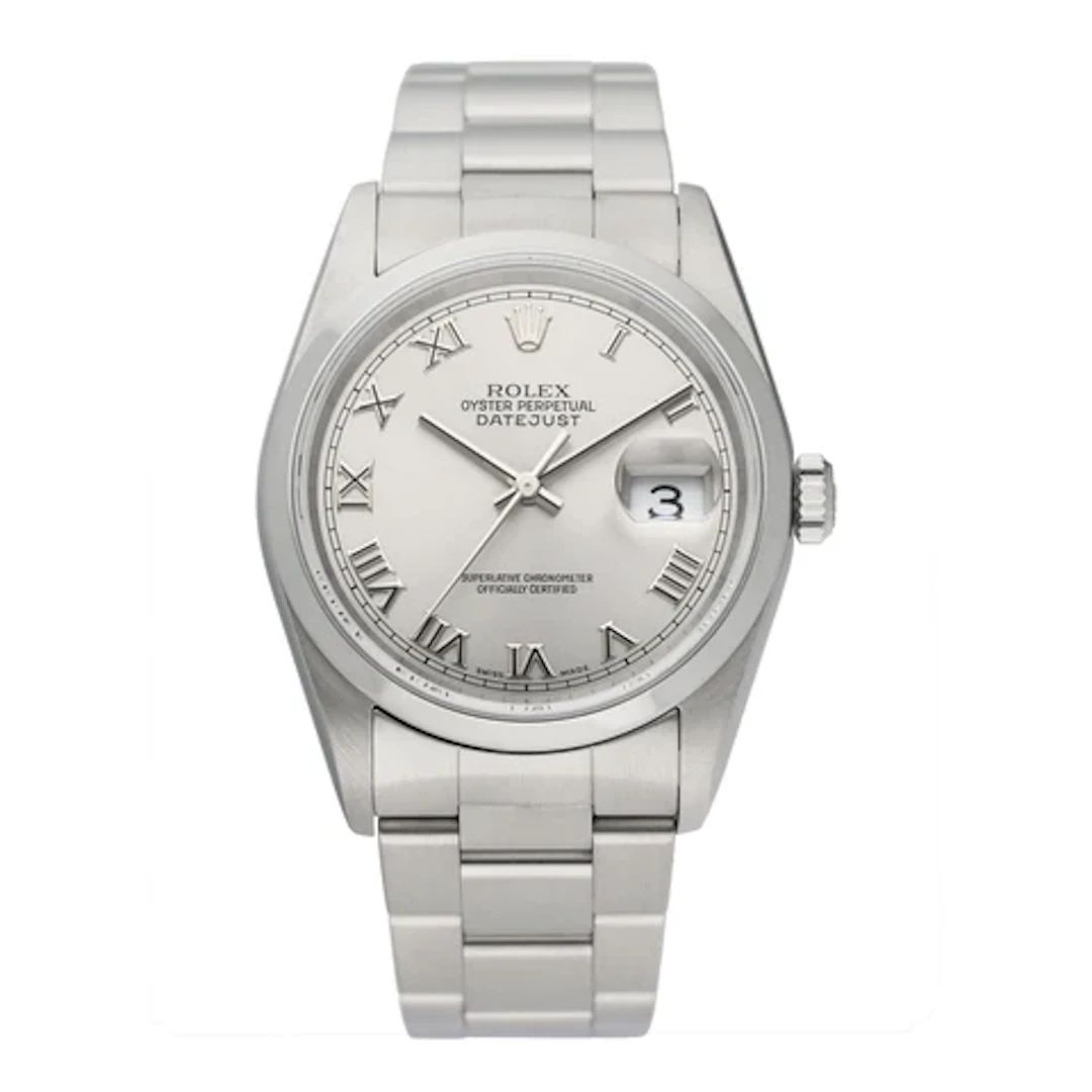 Rolex Datejust 16200 Roman Silver Dial Mens Watch Papers