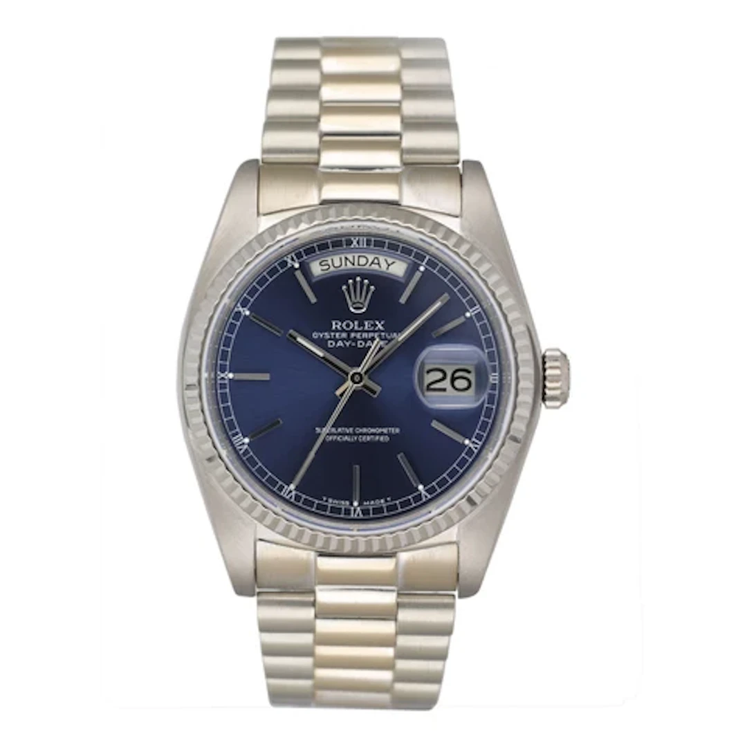 Rolex Day-Date 18039 Blue Dial 18K White Gold Mens Watch