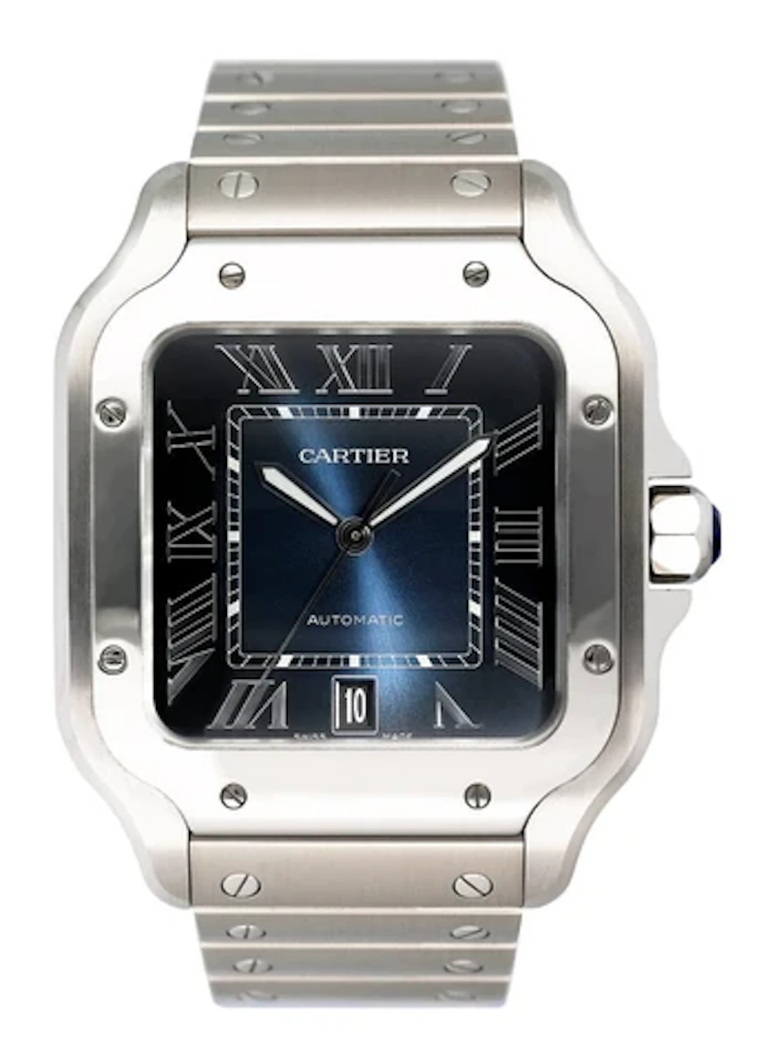 Cartier Santos WSSA0030 Blue Dial Mens Watch Box Papers