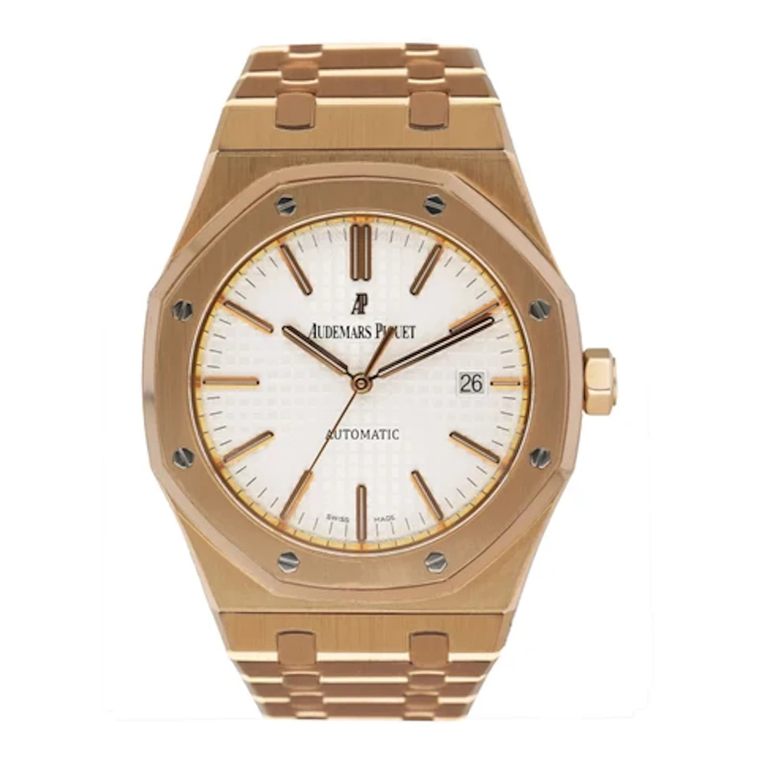 Audemars Piguet Royal Oak 15400OR 18K Rose Gold White Dial Box Papers