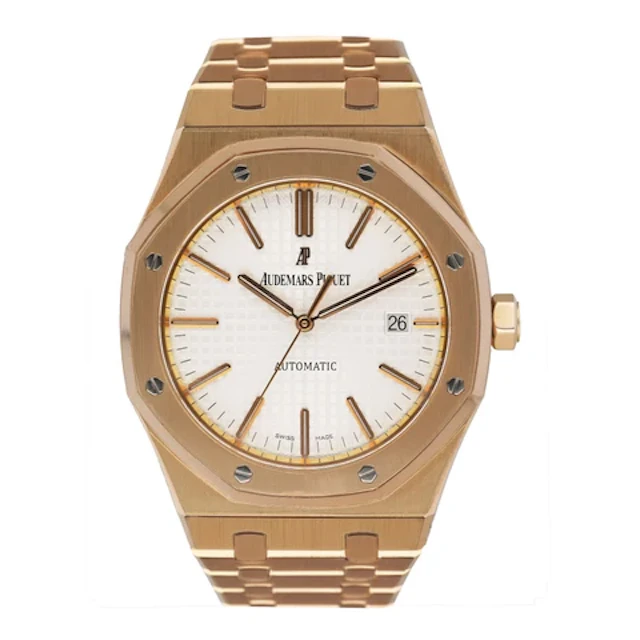 Audemars Piguet Royal Oak 15400OR 18K Rose Gold White Dial Box Papers