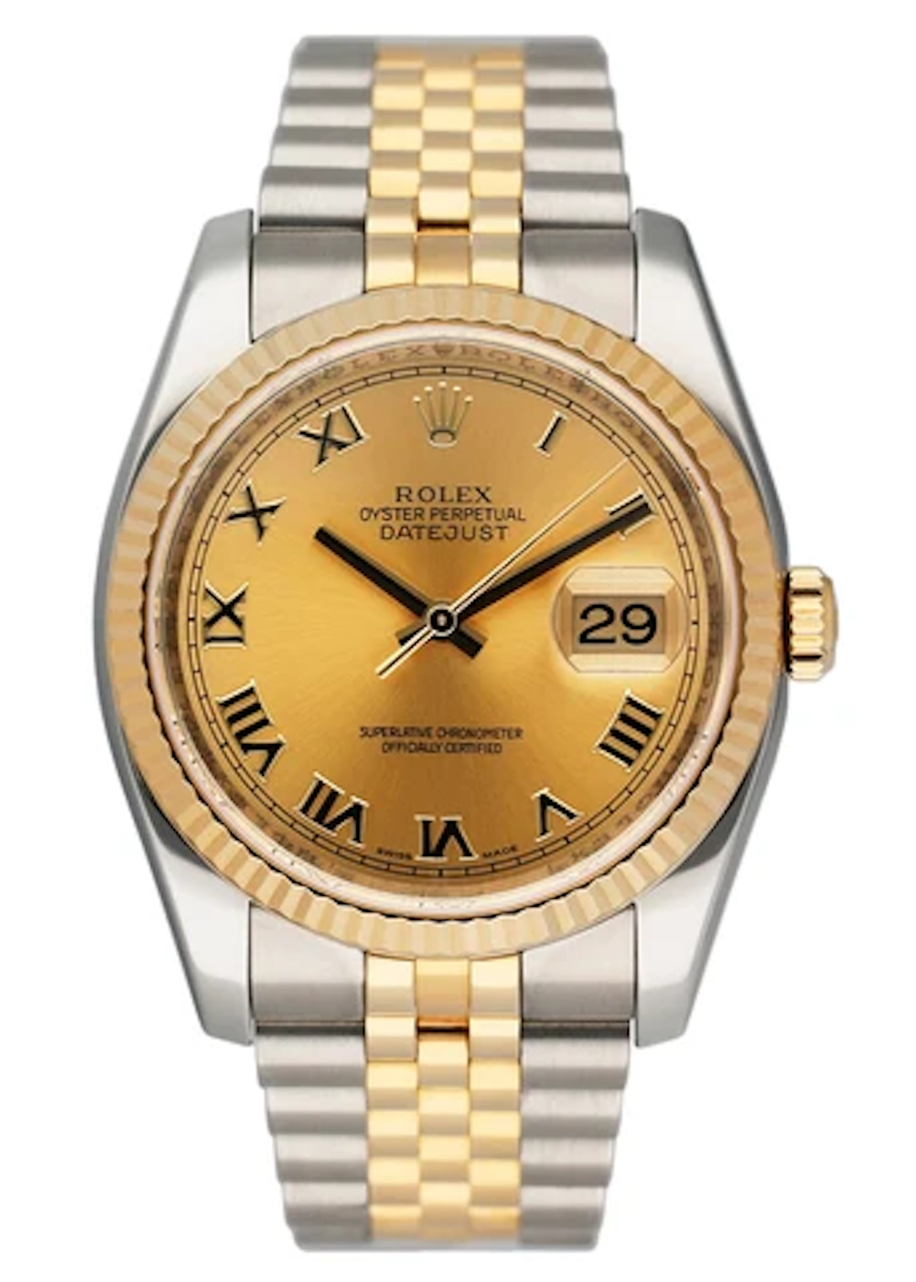 Rolex Datejust 116233 Roman Champagne Dial Mens Watch Box Papers