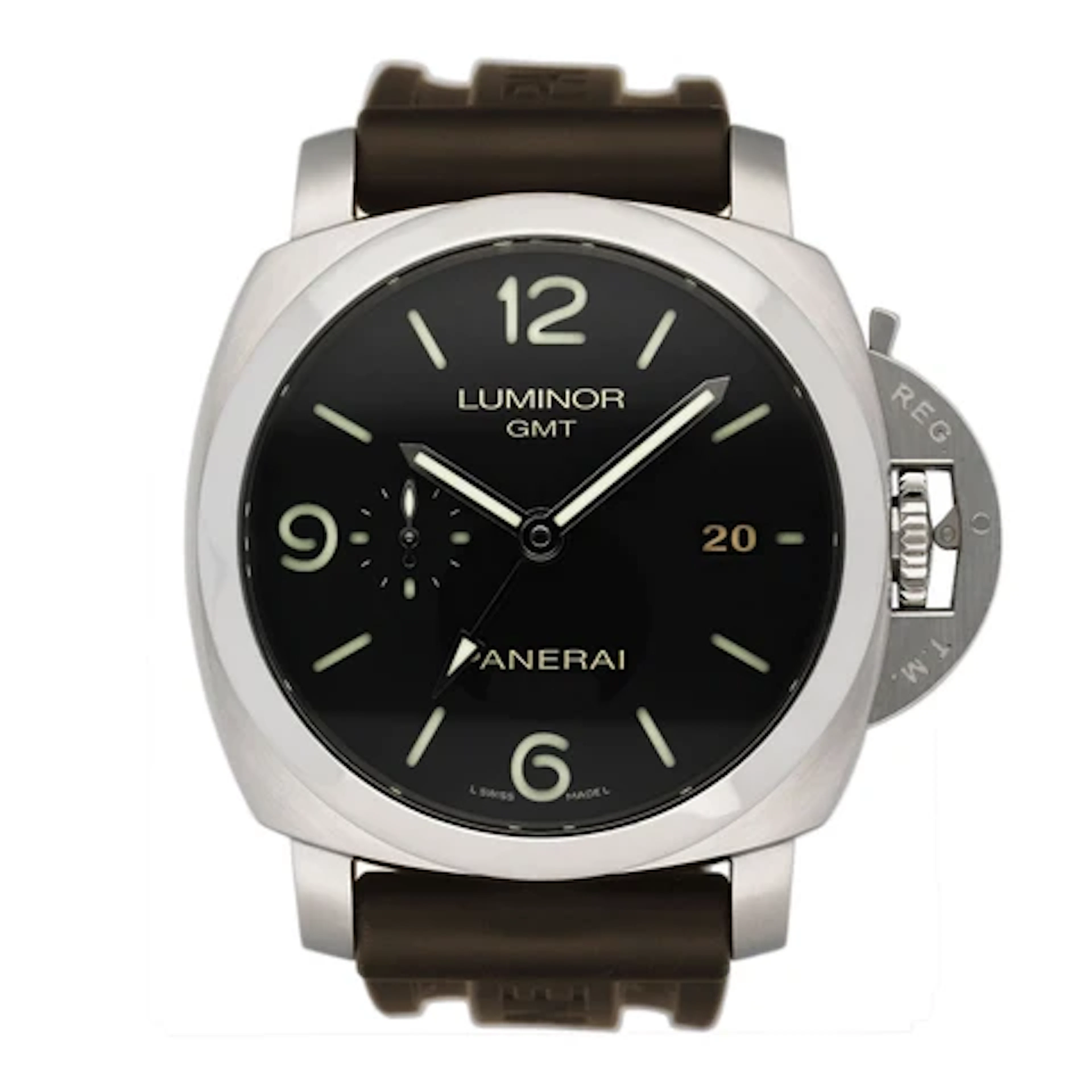 Panerai Luminor 1950 3 Days GMT PAM00320 Black Dial Mens Watch