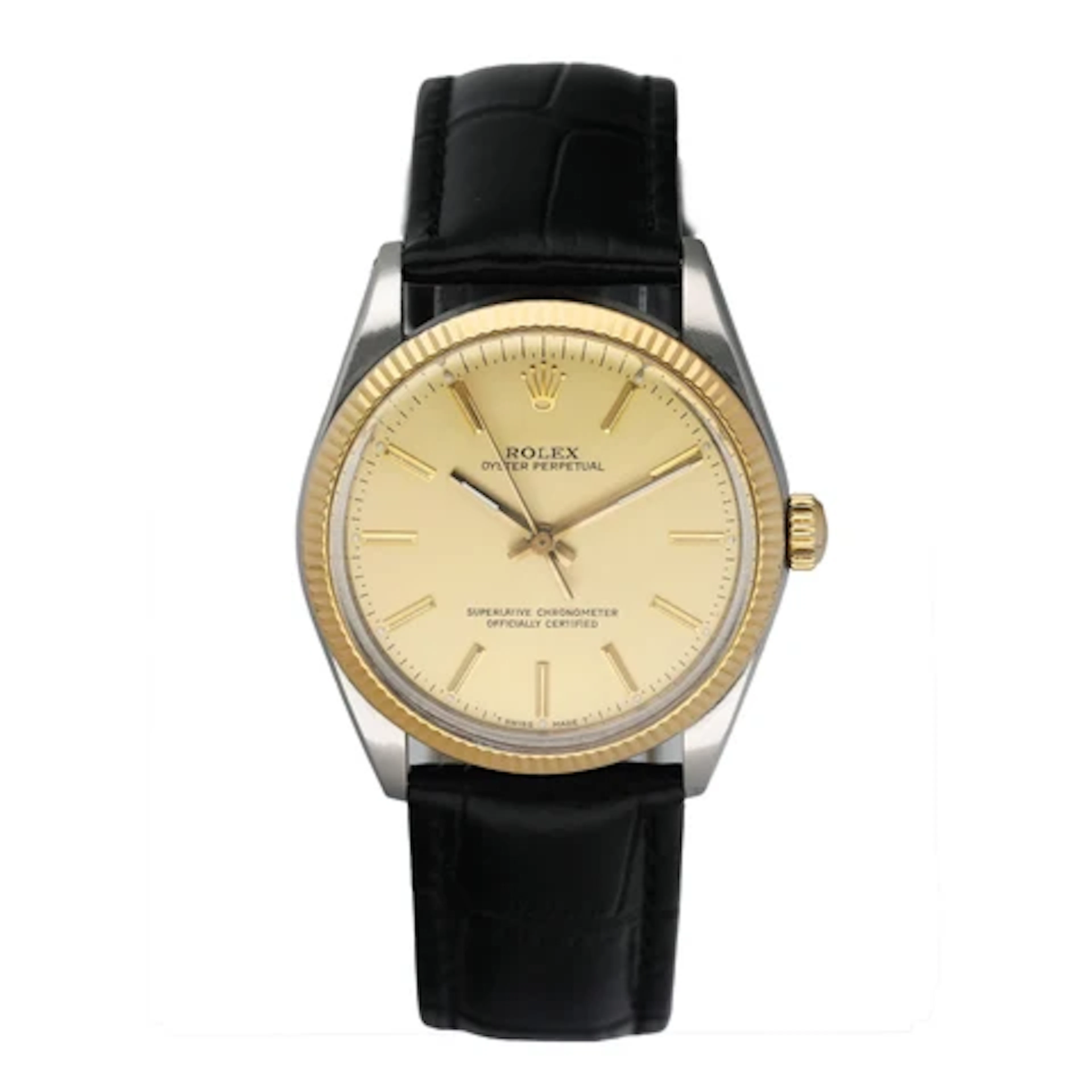 Rolex Oyster Perpetual 1005/3 Champagne Dial Mens Watch Box Papers