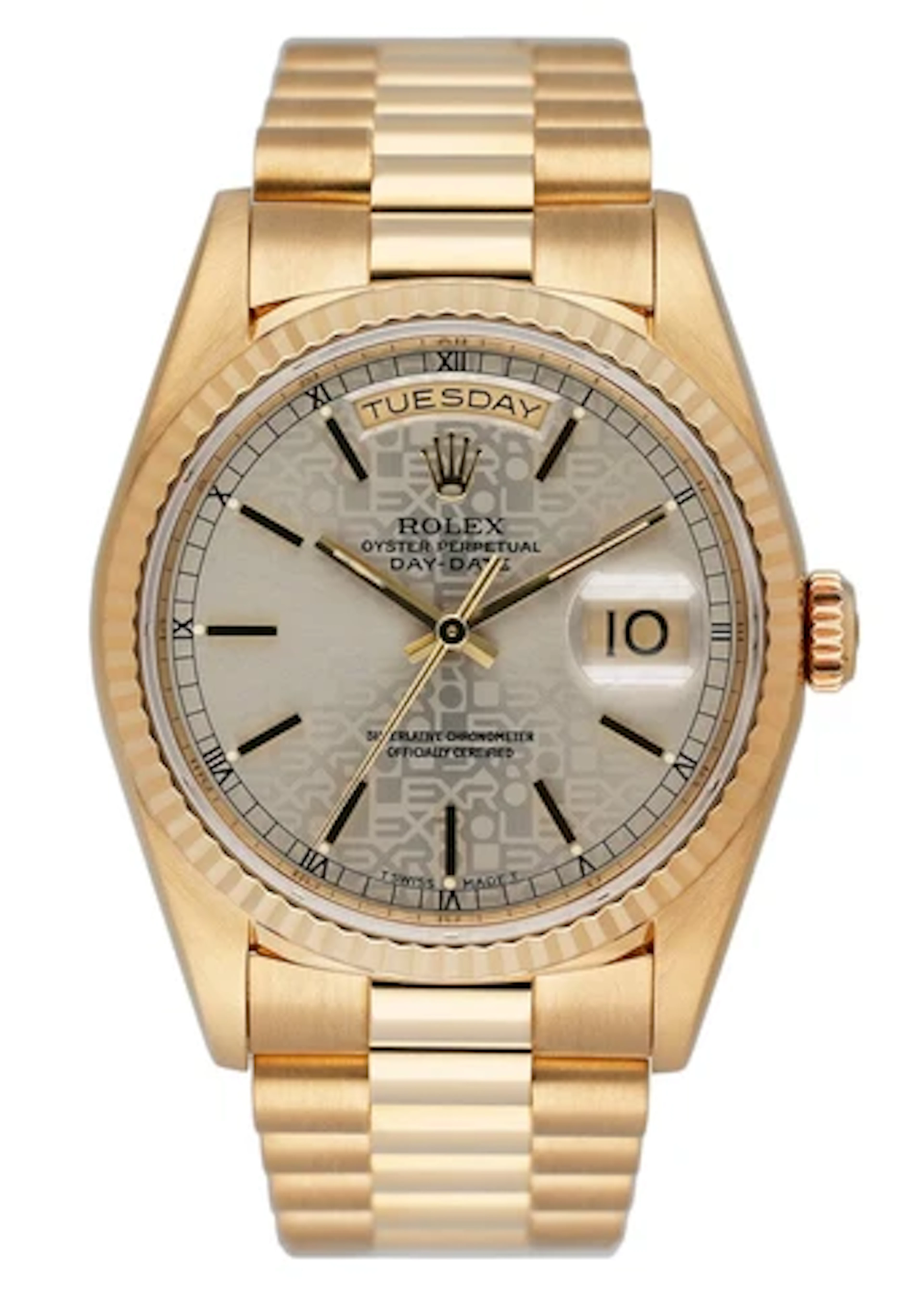 Rolex Day Date 18238 Sliver Anniversary Dial Mens Watch Box Papers