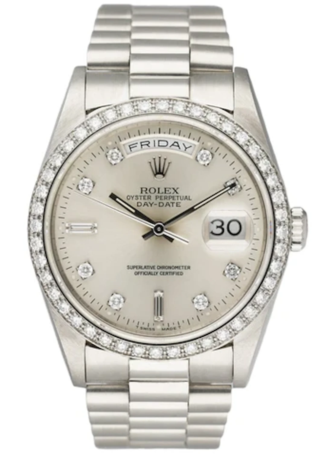 Rolex Day-Date President 18346 Platinum Diamond Mens Watch