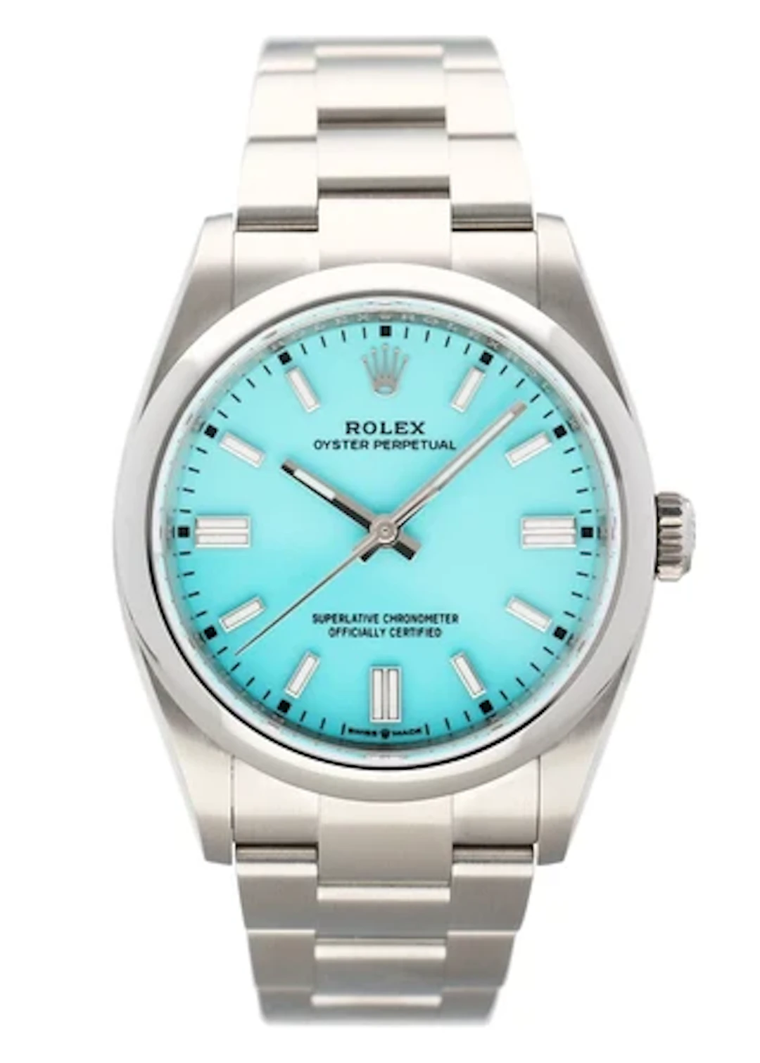 Rolex Oyster Perpetual Turquoise Dial 126000 Mens Watch Box Papers