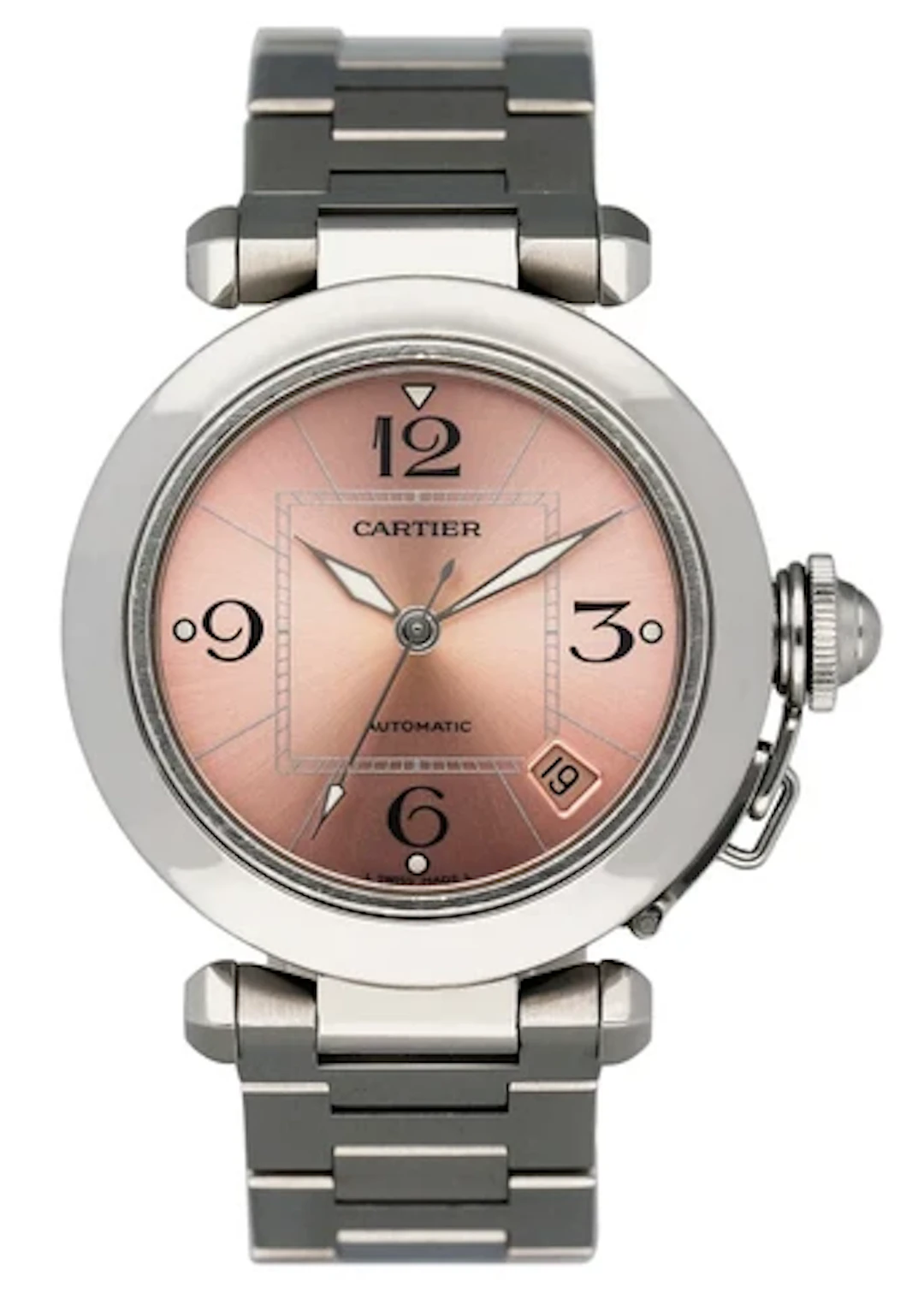 Cartier Pasha 2324 Pink Dial Steel Ladies Watch