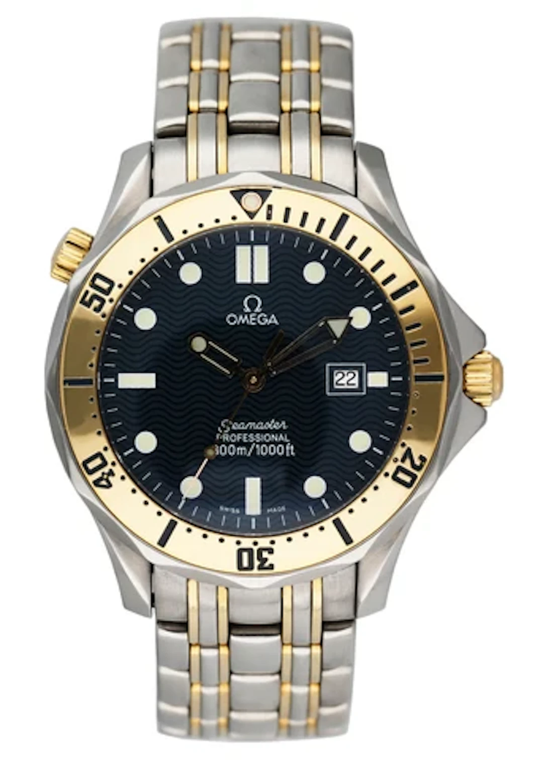 Omega Seamaster 2342.80.00 300M Quartz Blue Dial Two Tone Mens Watch